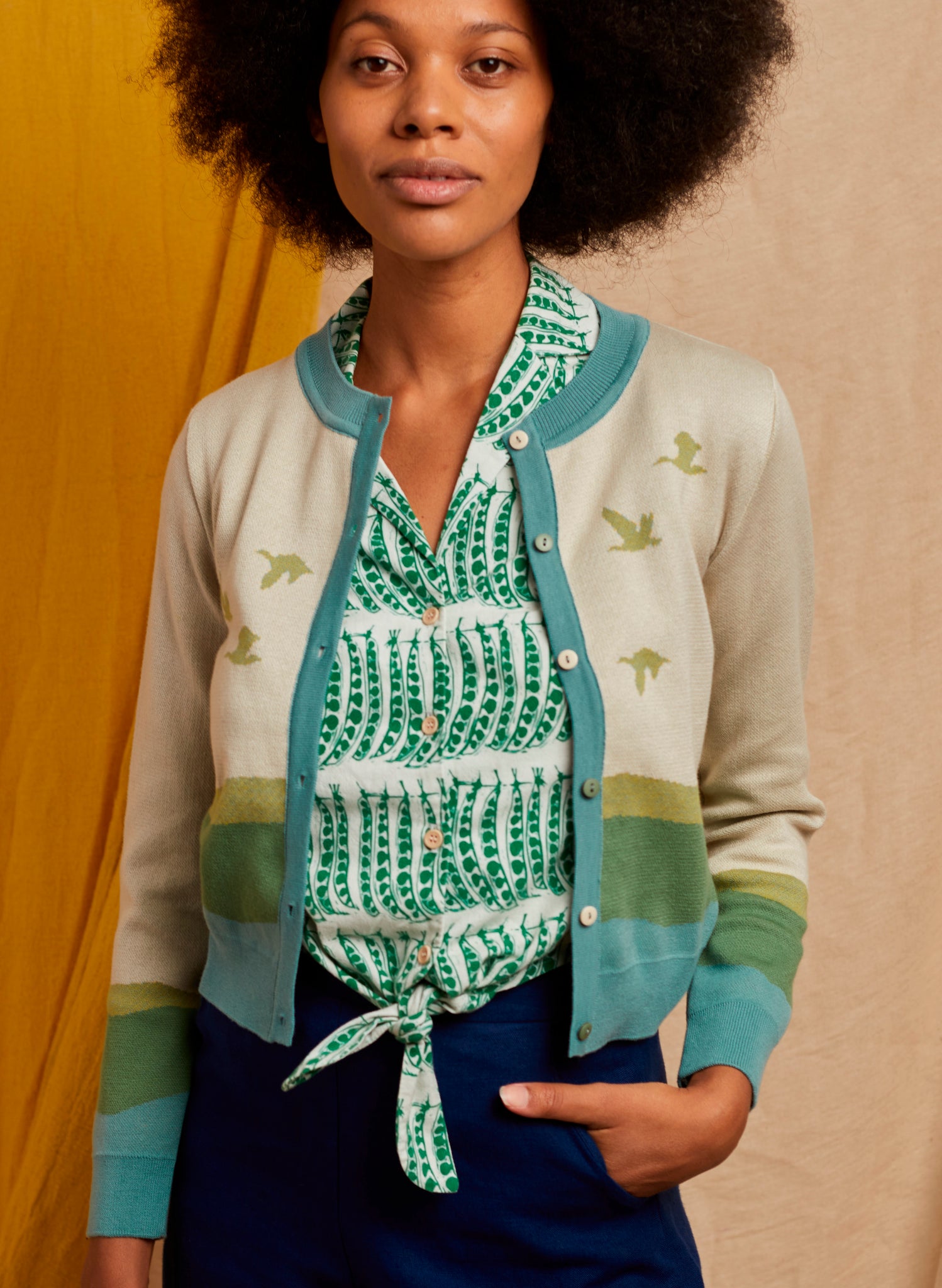 Vera - Cream Flying Geese Cardigan