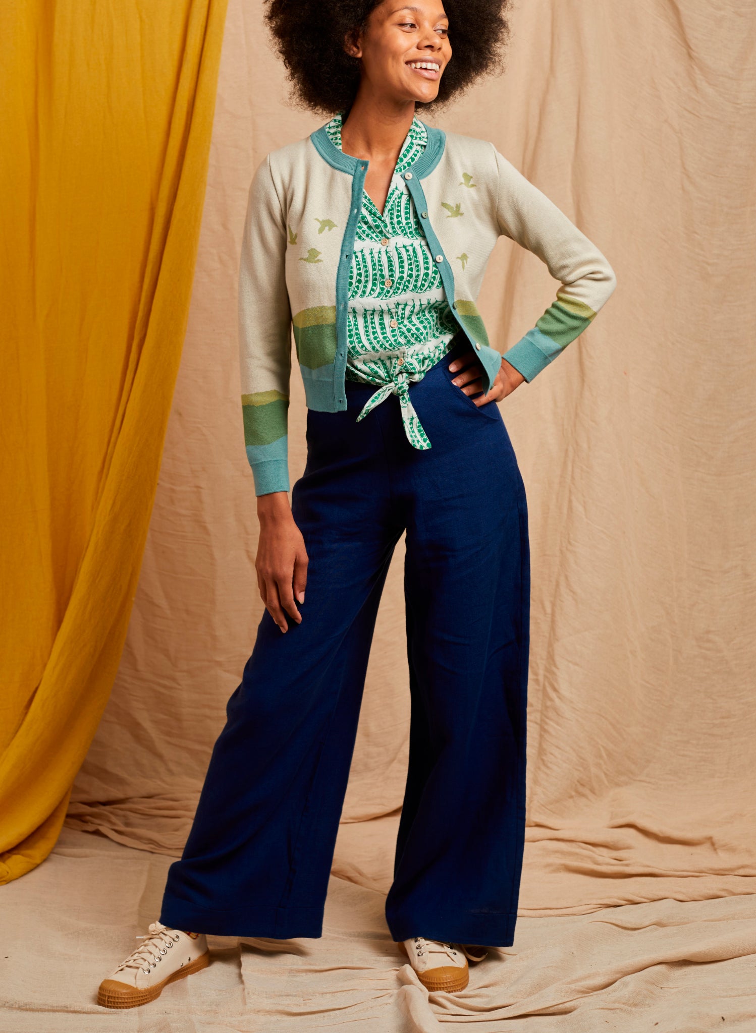 Vera - Cream Flying Geese Cardigan