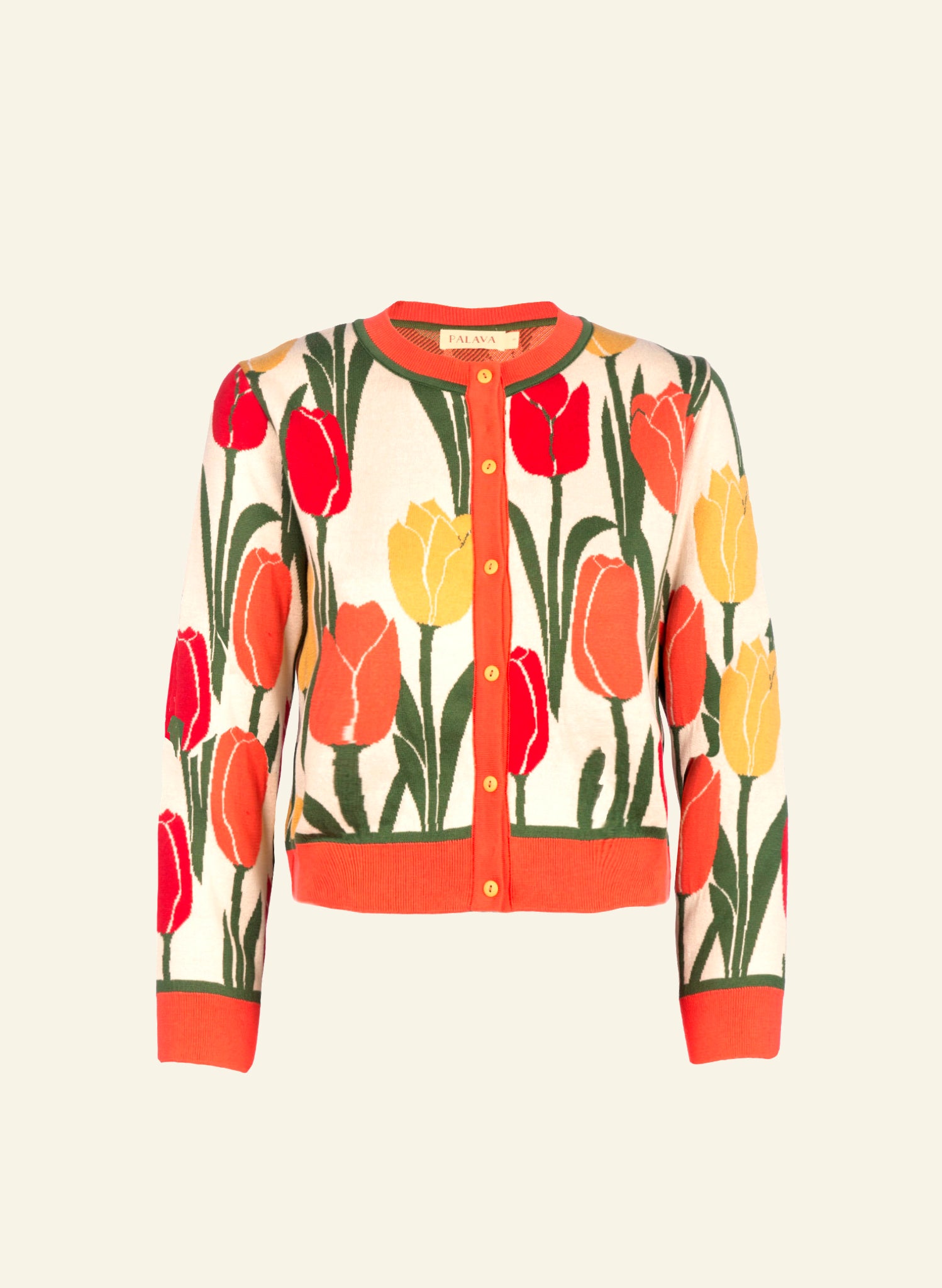 Vera - Cream Tulips Cardigan