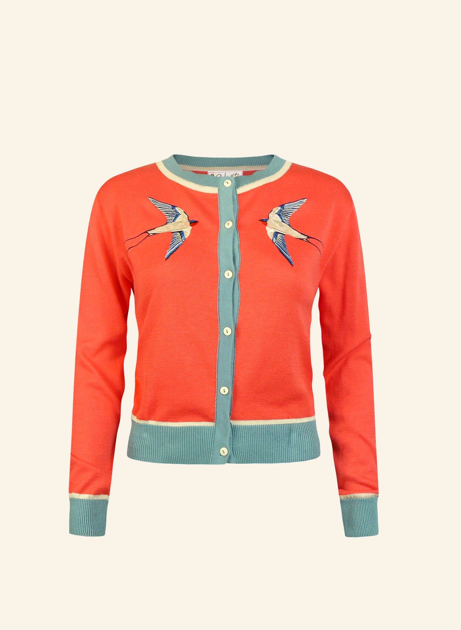 Archive Sale - Size S - Vera Cardigan - Coral Swallows