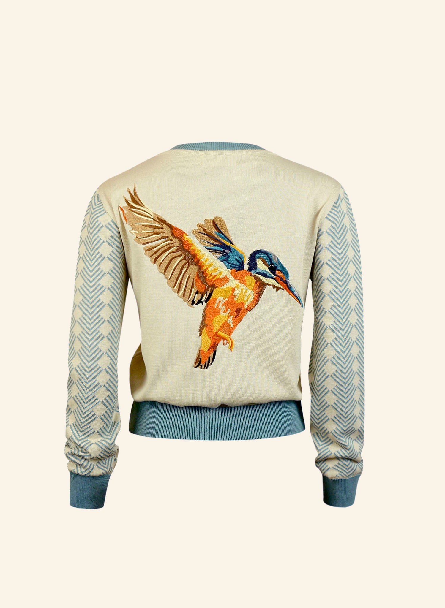 Archive Sale - Size S - Vera Cardigan - Ivory Kingfisher