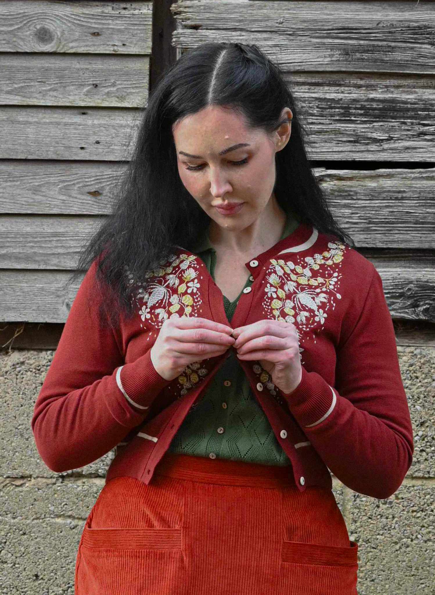Vera - Burgundy Berries Cardigan