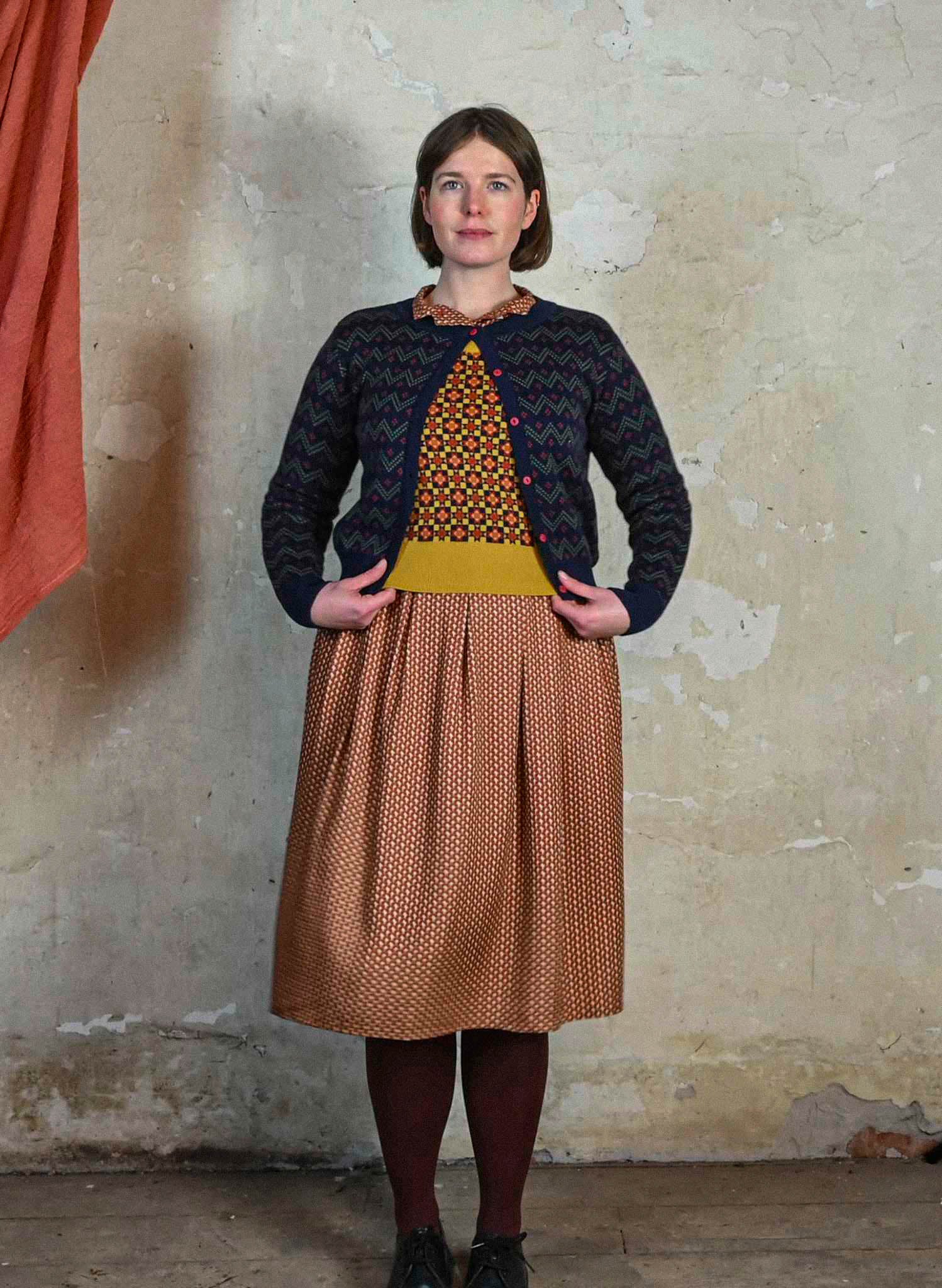 Vera - Navy Cross Hatch Cardigan