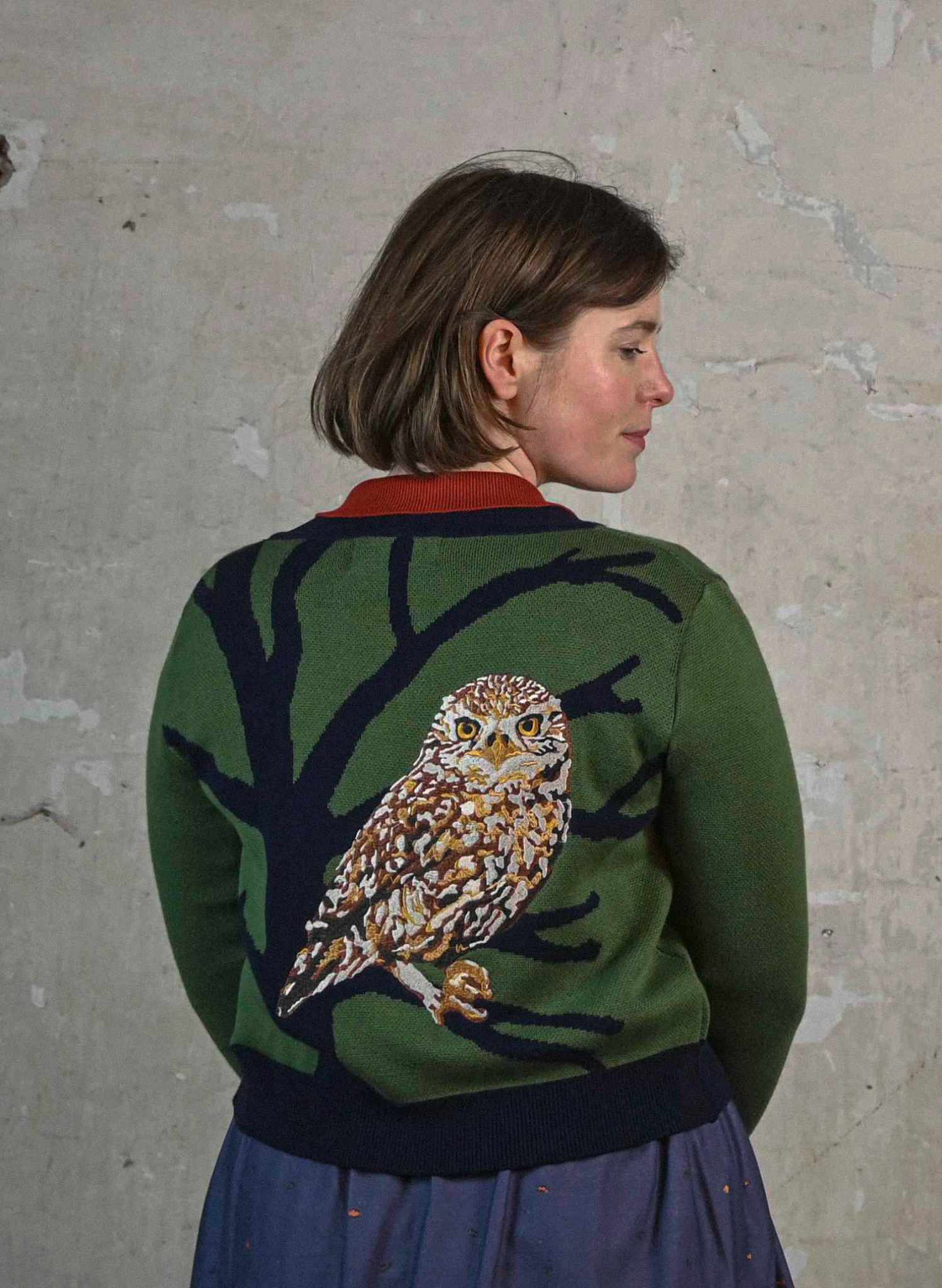Vera - Green Owl Cardigan