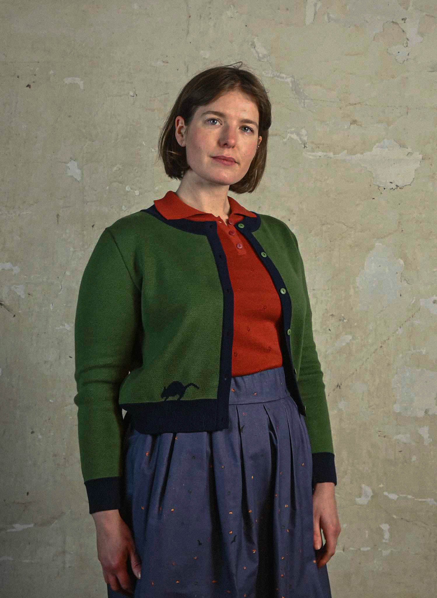 Vera - Green Owl Cardigan