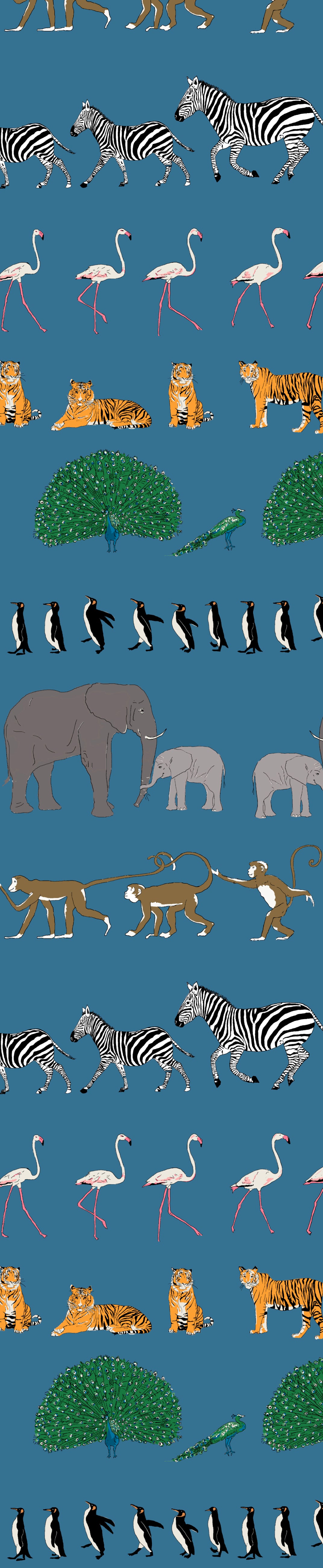 Remnant - 170x62.5cm - Walking Zoo - Cotton Sateen