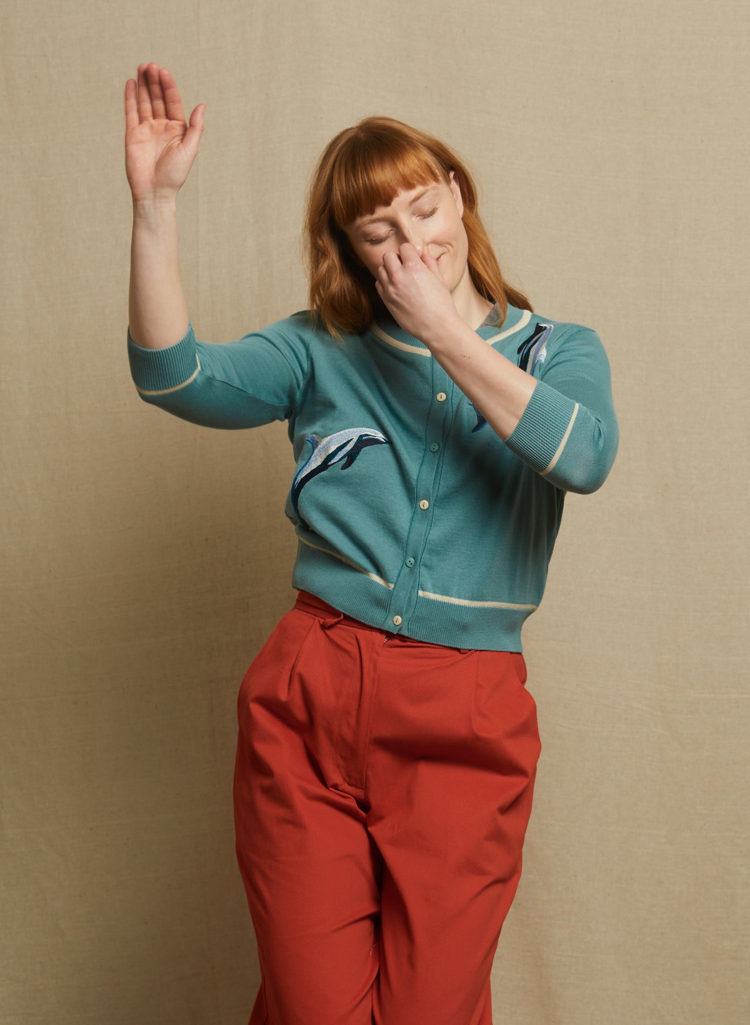Vera Cardigan - Teal Dolphins