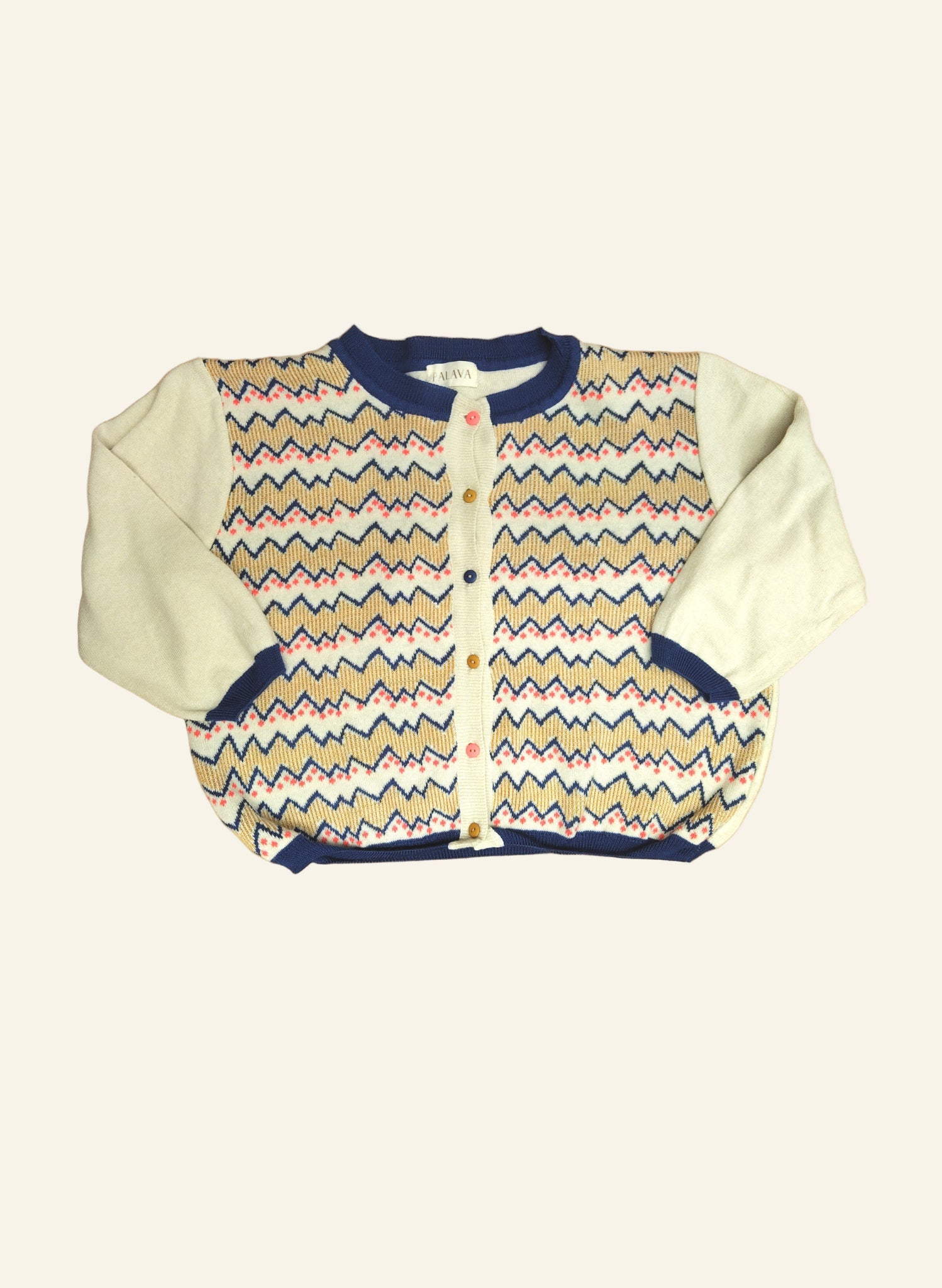 PRE LOVED - Vera - Cream Zig Zag Cardigan