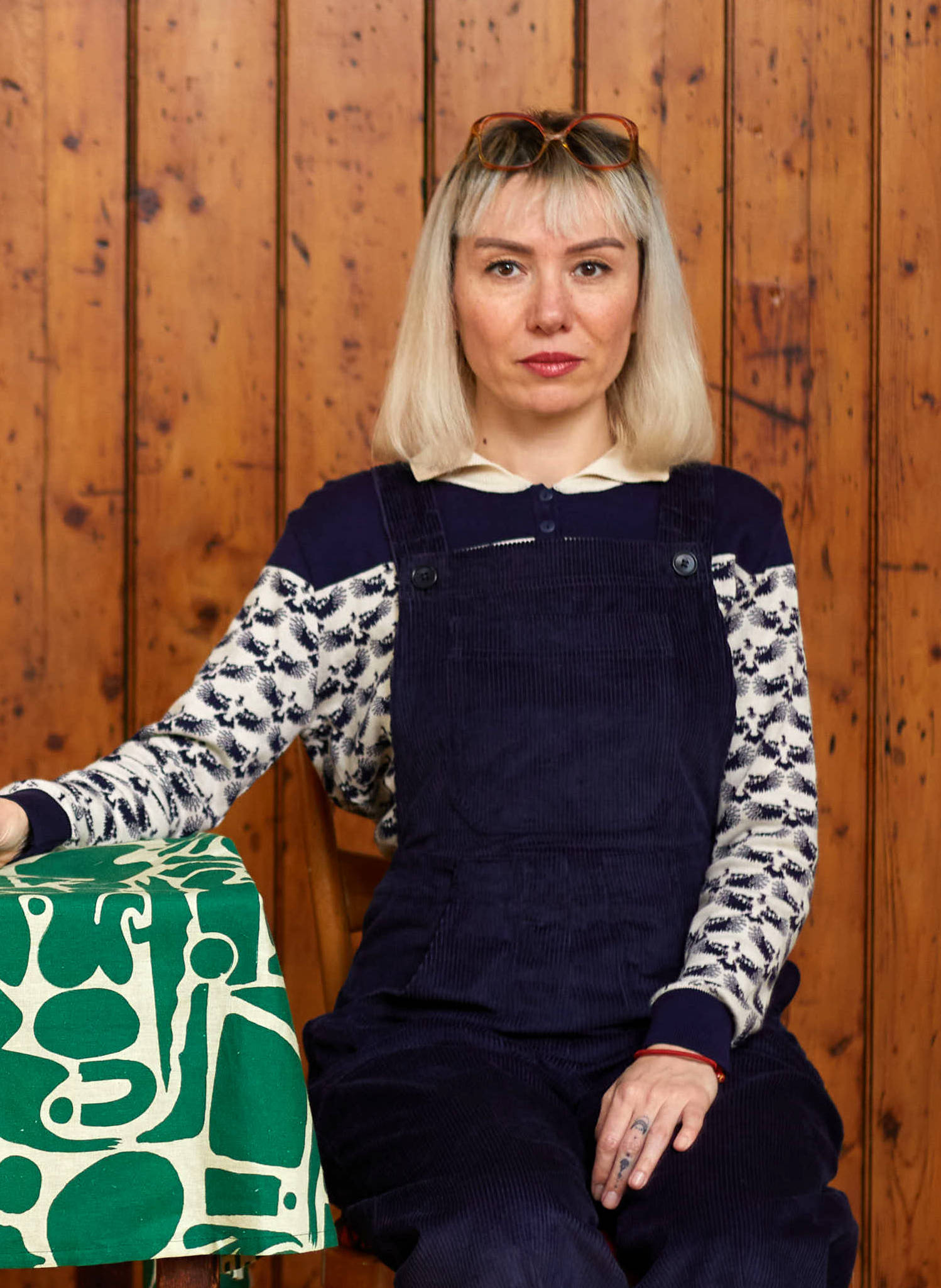 Archive Sale - Size S - Aila Knitted Top - Navy Jacquard Eagle