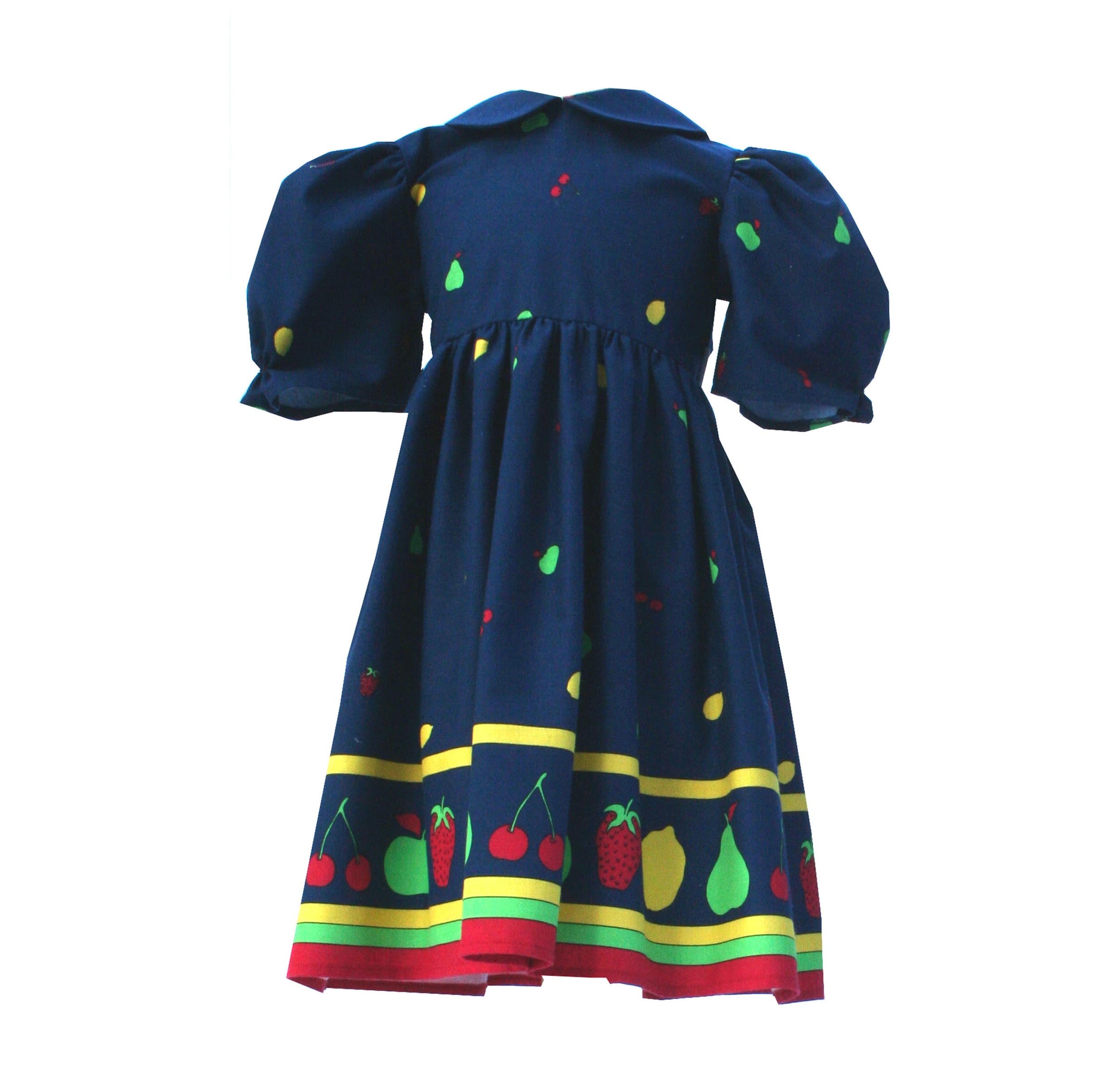 Navy Fruit - Double Border - Cotton - Fabric