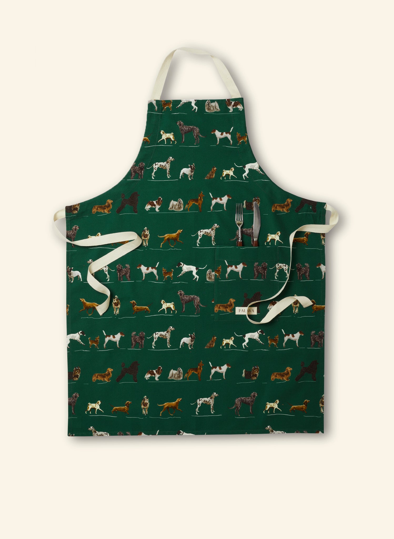 Apron - Green Porcelain Dogs