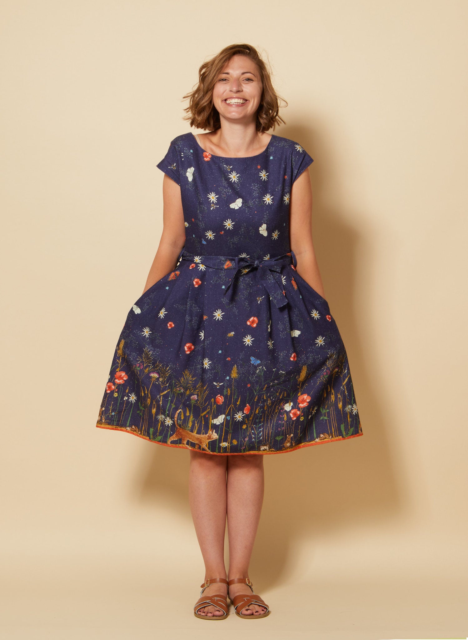 Archive Sale - Size 10 - Beatrice Cap - Navy Cornfield Dress