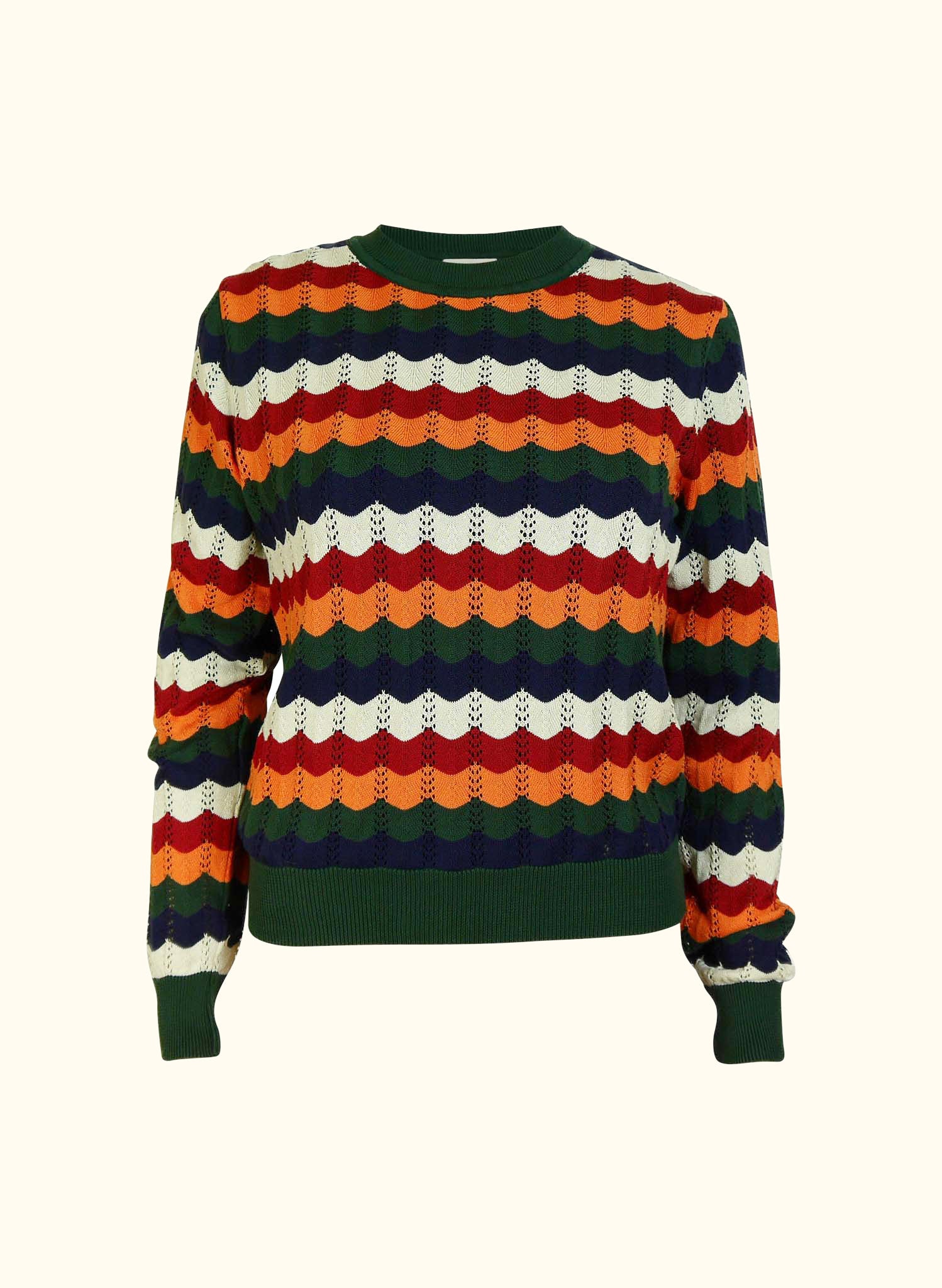 Archive Sale - Size S - Clara - Green Wide Scalloped Knitted Top