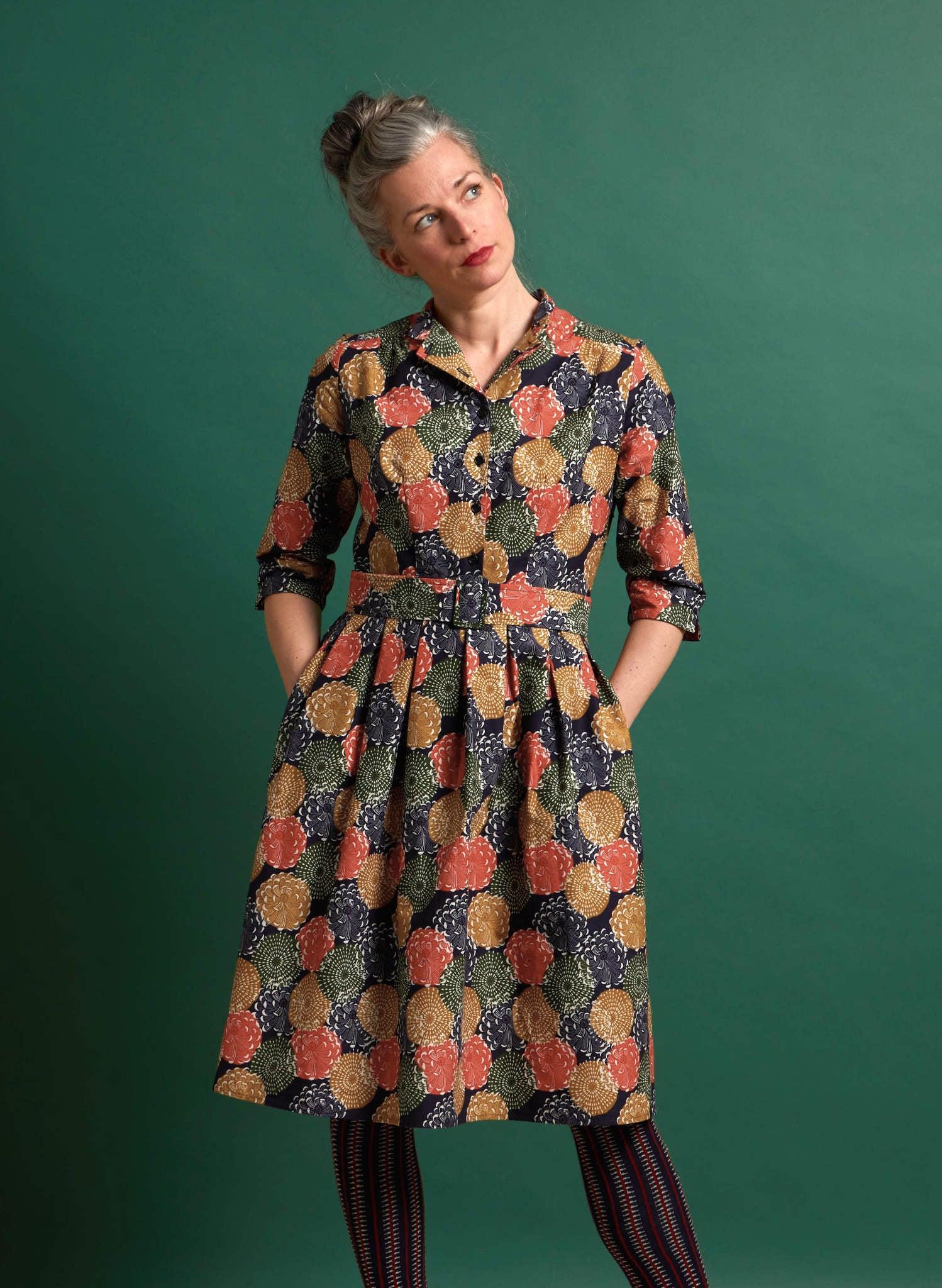 Archive Sale - Size 10 - Cynthia Dress - Navy Pinecones