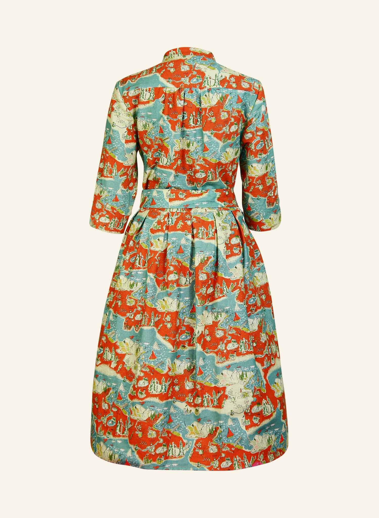 Cynthia Dress - Mandarin Treasure Map