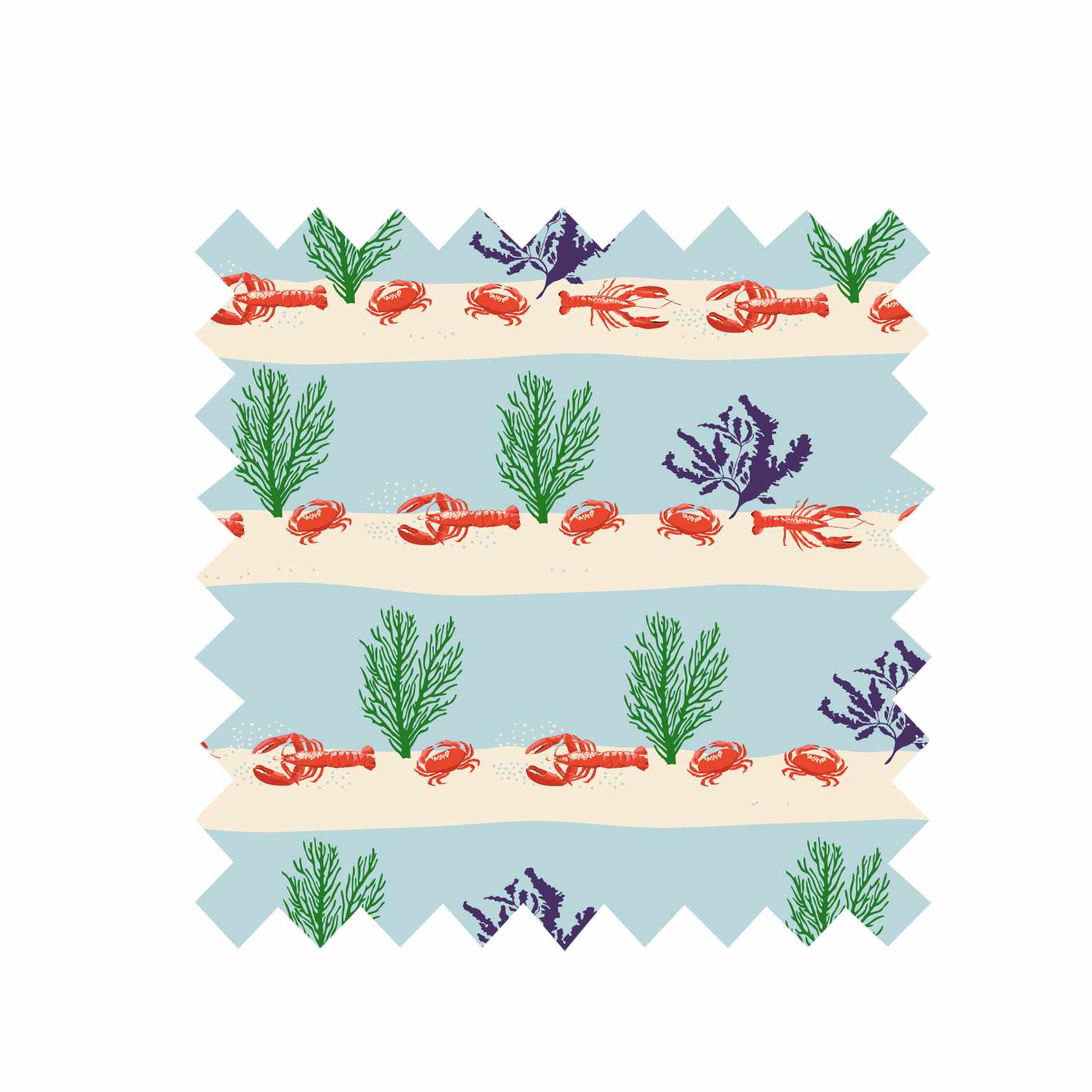 Remnant - 154cm x 108cm - Lobster Rows - Cotton Sateen