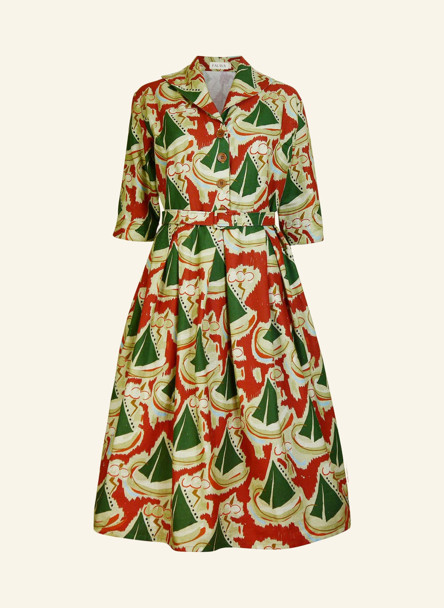 Archive Sale - Size 10 - Ida - Burgundy Sailing Boats Dress