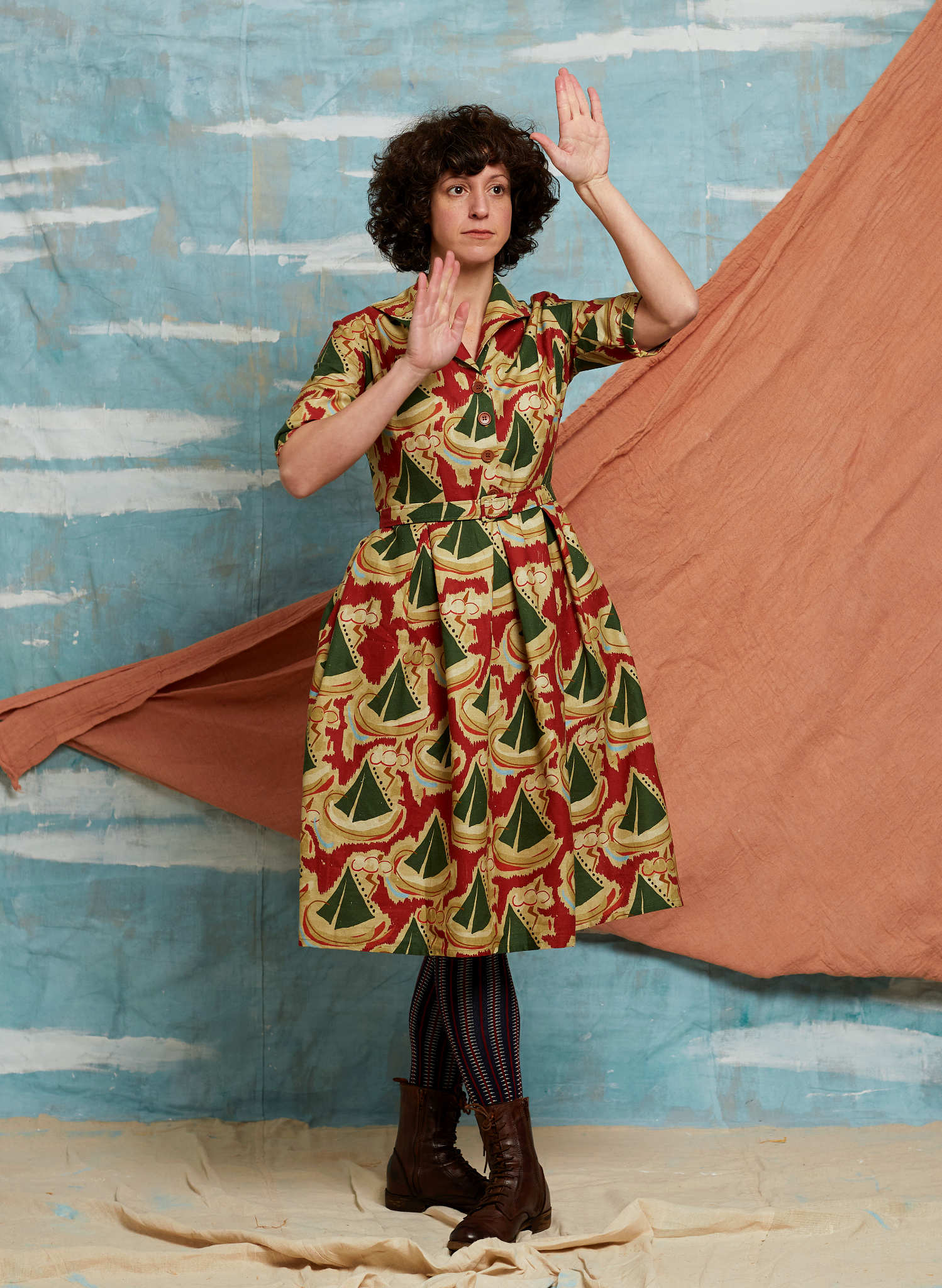 Ida - Burgundy Sailing Boats Dress