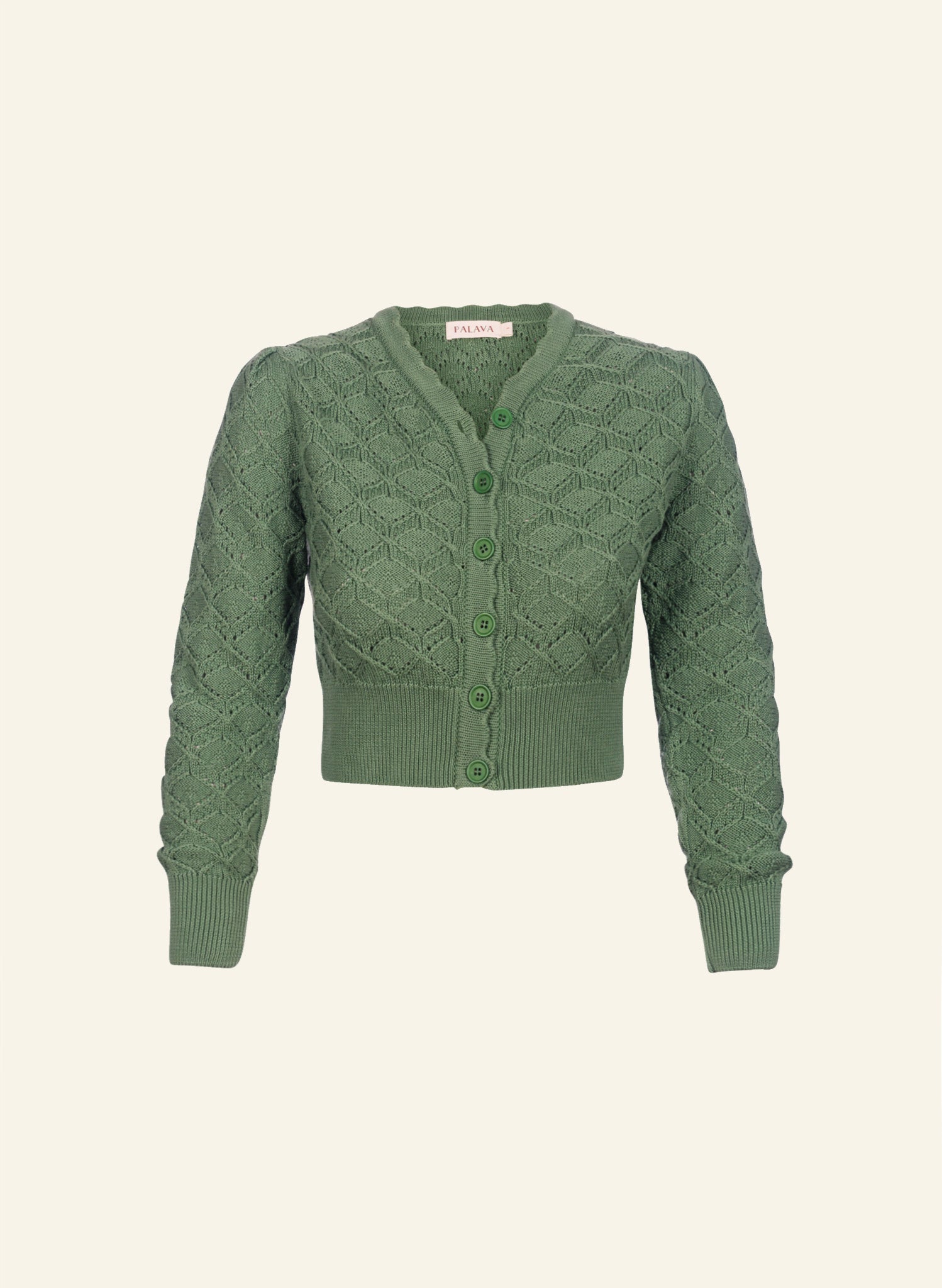 Archive Sale - Size S - Leah - Green Basket Knitted Cardigan