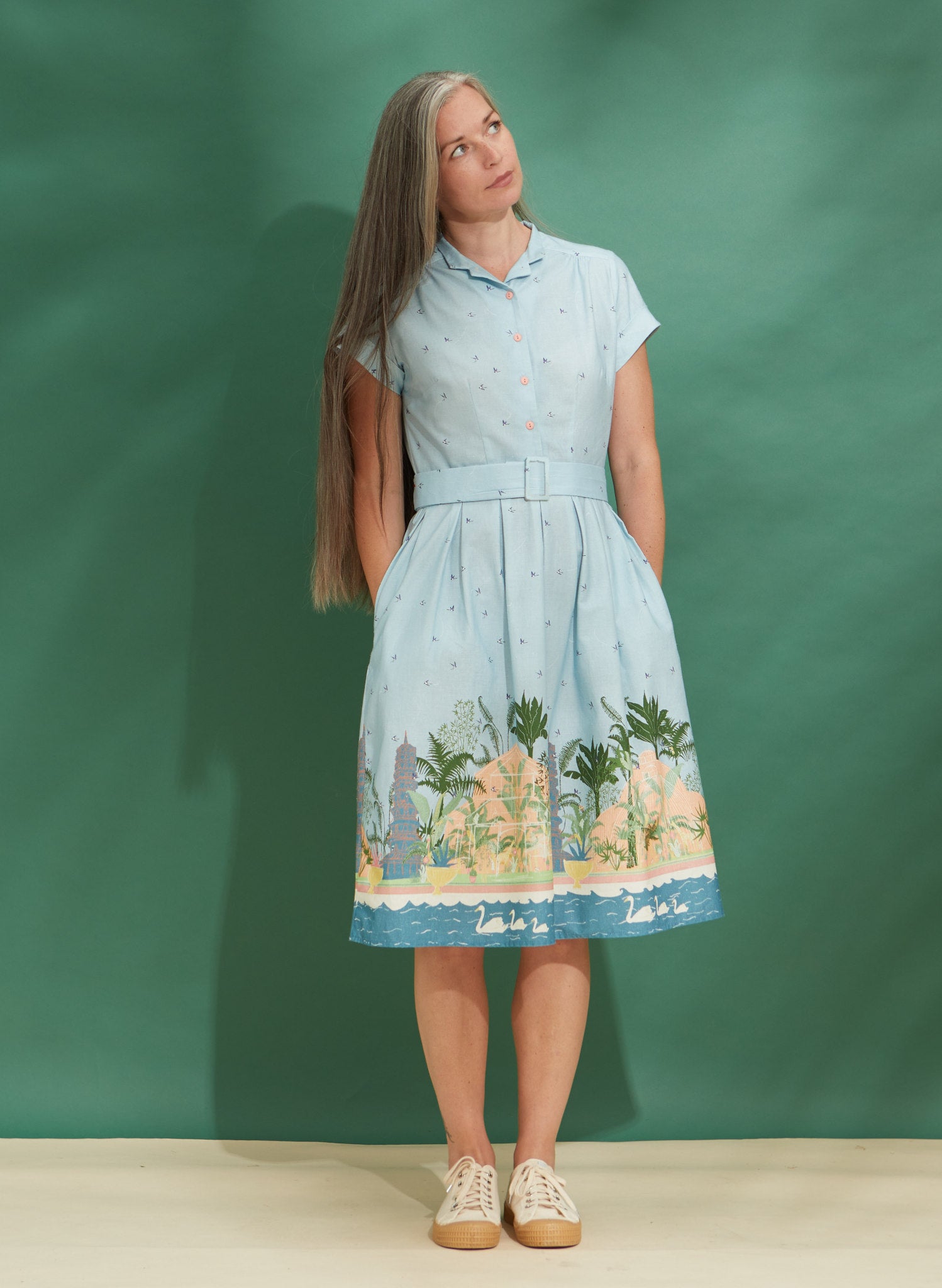 Archive Sale - Size 10 - Louise Dress- Blue Kew Gardens