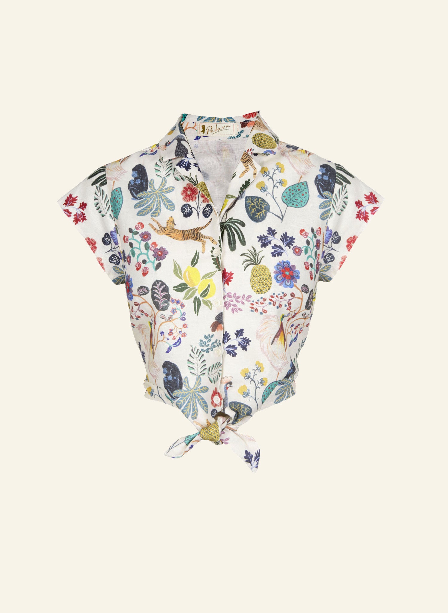Paradise Garden Tie-Waist Top | Cotton & Linen | Made in UK
