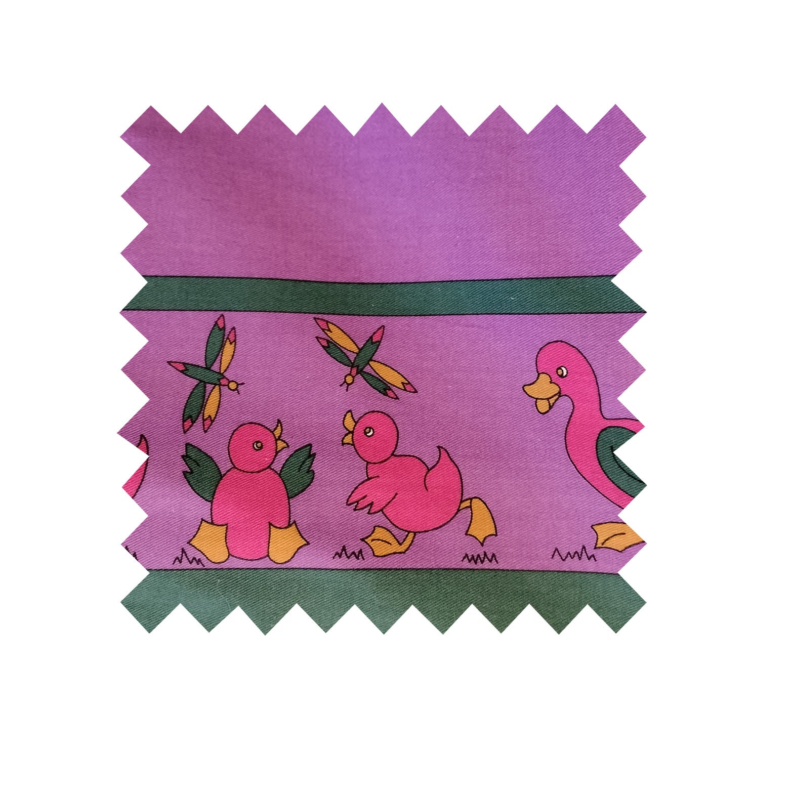 Remnant - 125cm - Plum Puddle Ducks Fabric - Cotton Twill