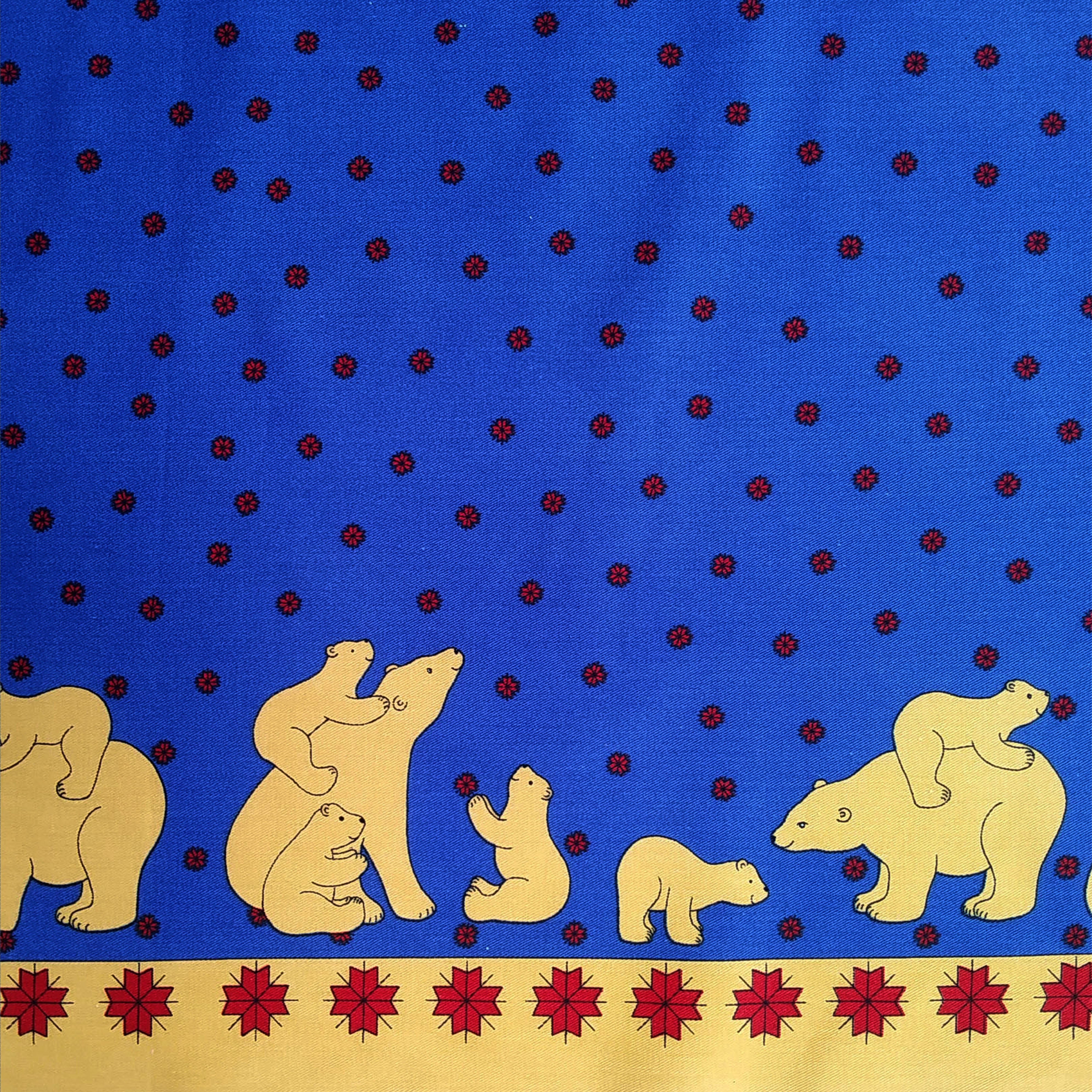 Remnant - 360cm - Blue Polar Bear Fabric - Cotton Twill