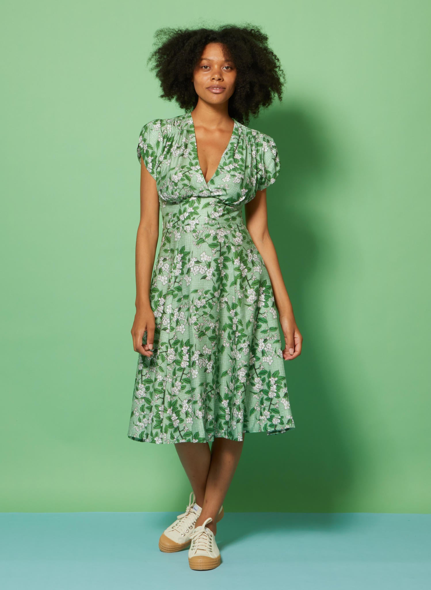 Archive Sale - Rita Dress - Green Apple Blossom