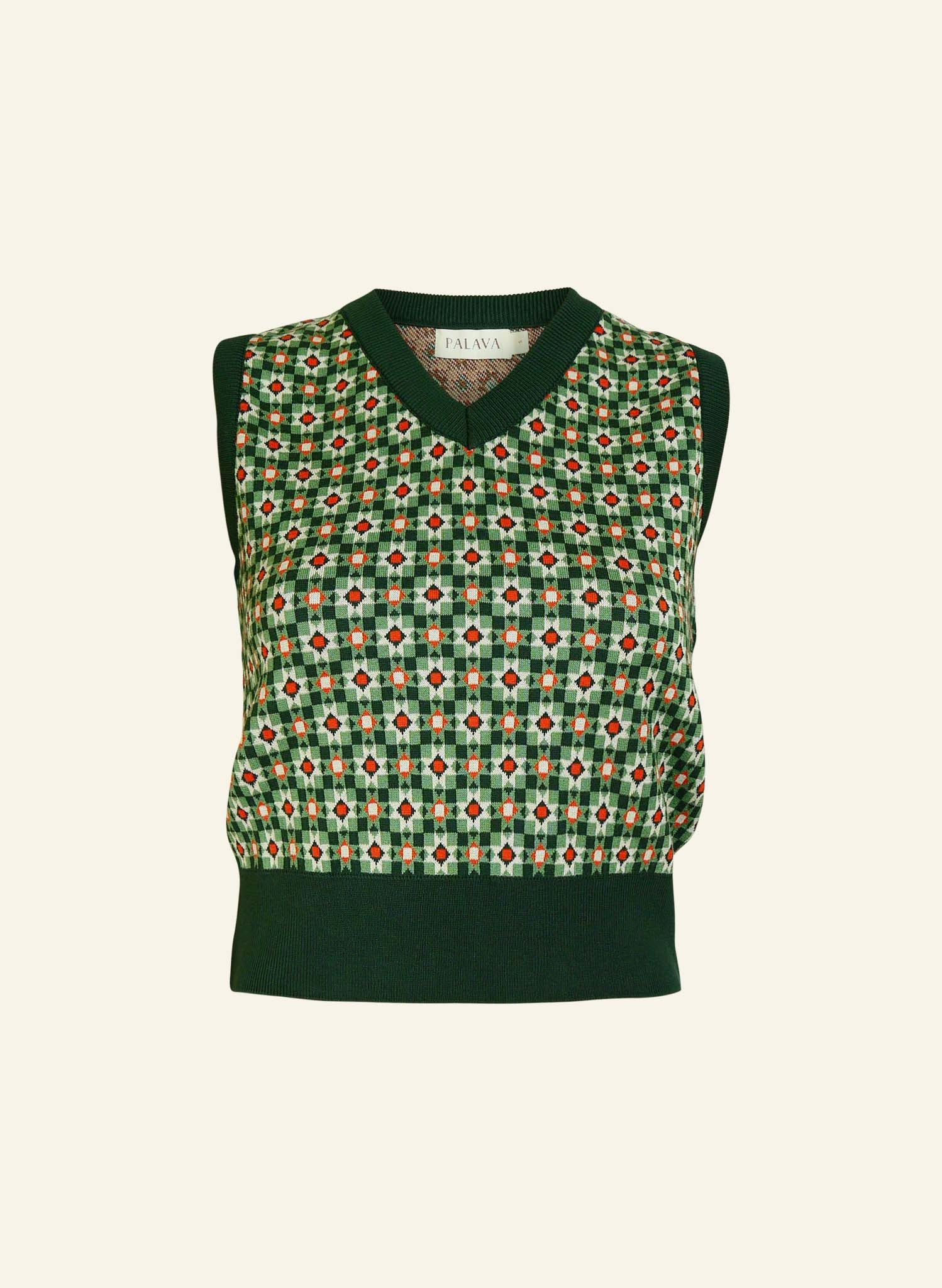 Archive Sale - Size S - Shirley - Green Patchwork Tank Top