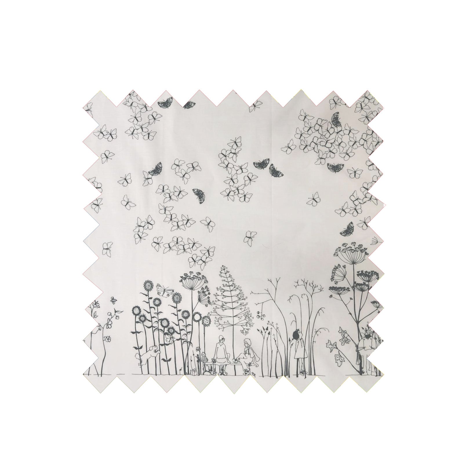 Remnant - 145ccm x 150cm - White Chasing Butterflies - Cotton