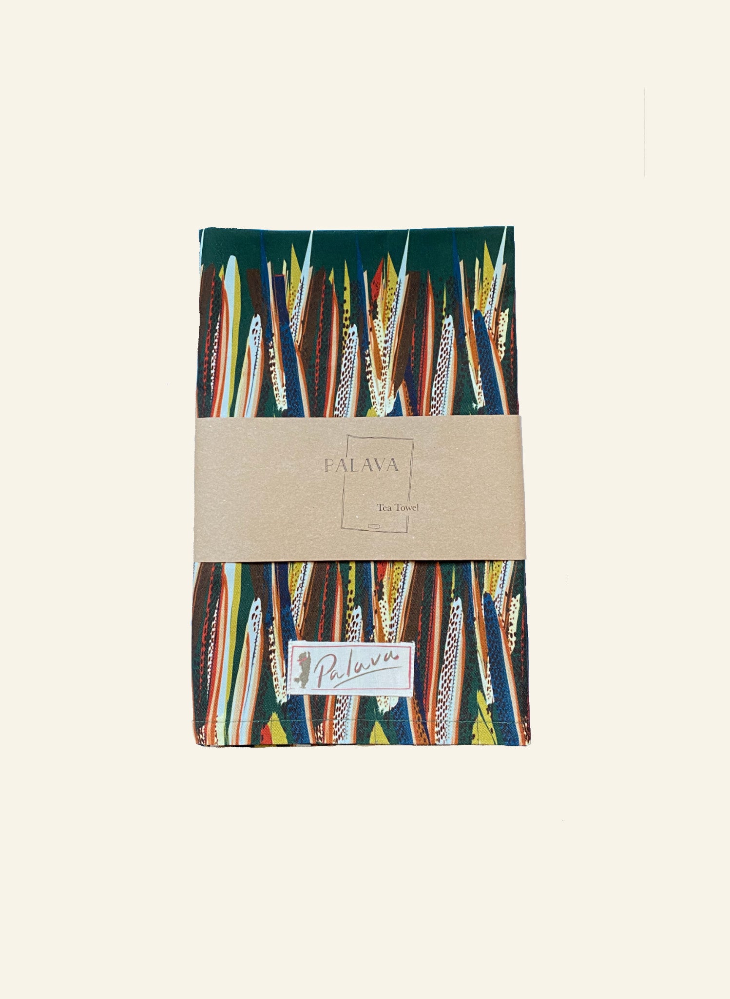 Tea Towel - Green Mid-Century Feather