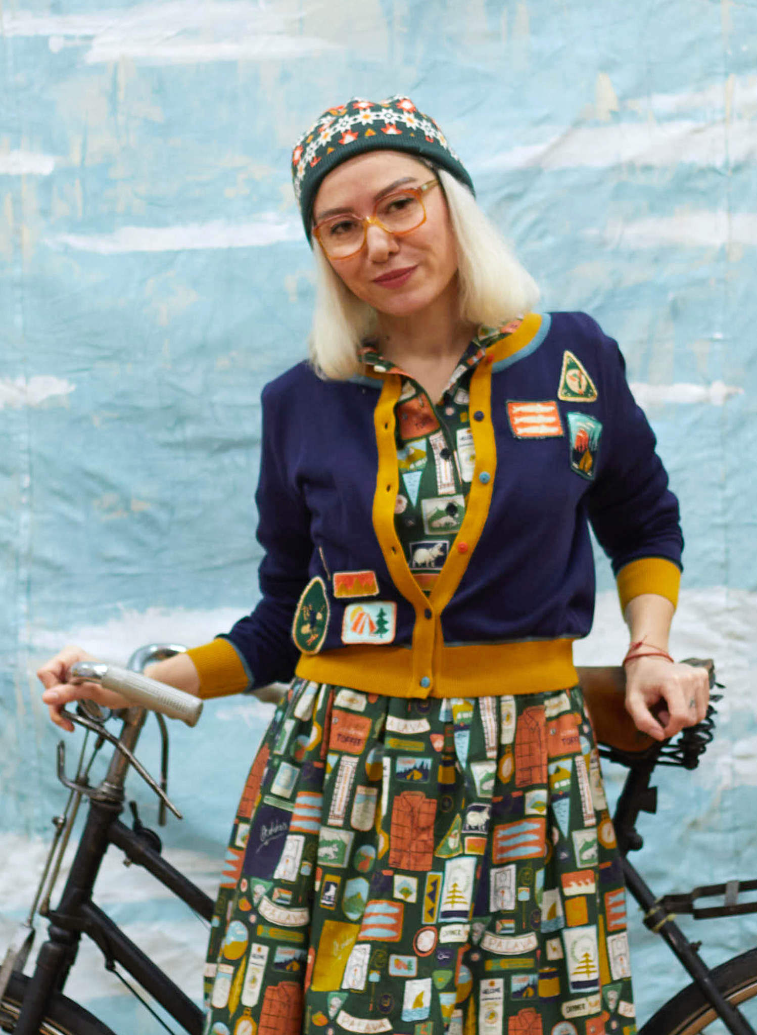 Vera - Navy Badges Embroidered Cardigan