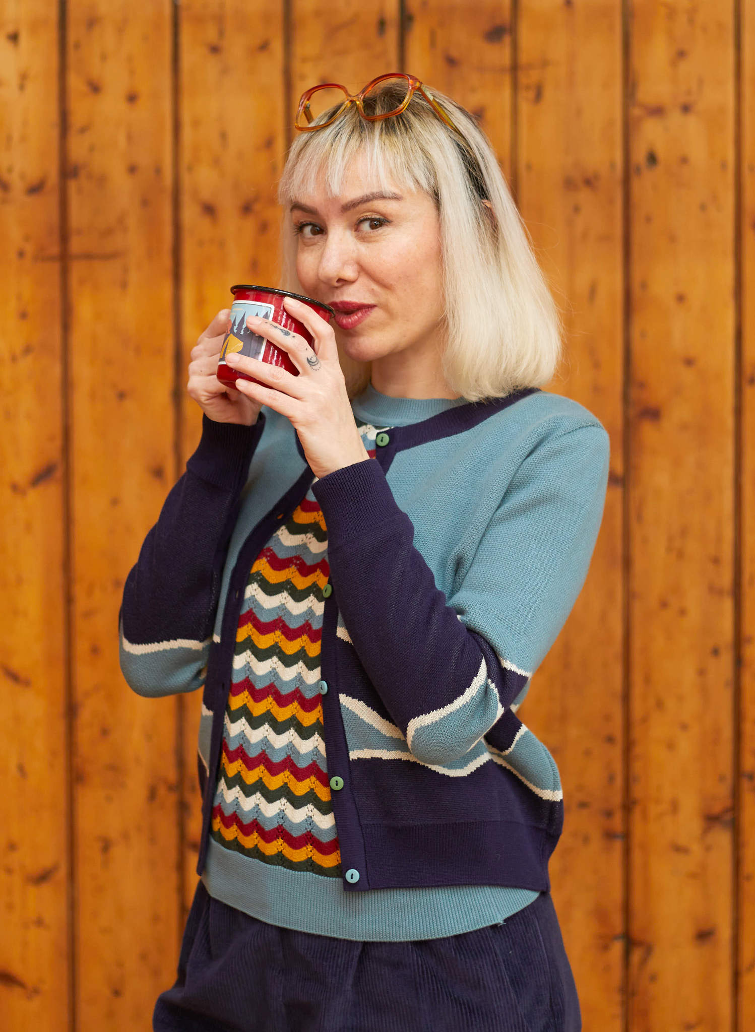 Vera - Blue Otter Jacquard Cardigan