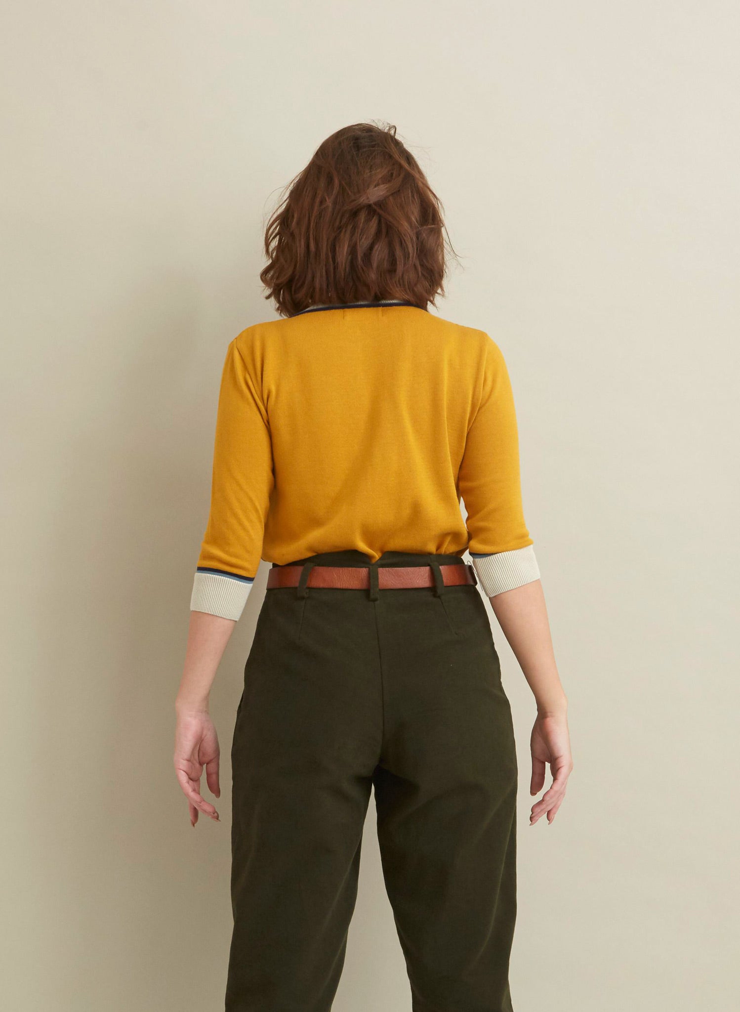 Vera - Mustard Eagles Embroidered Cardigan