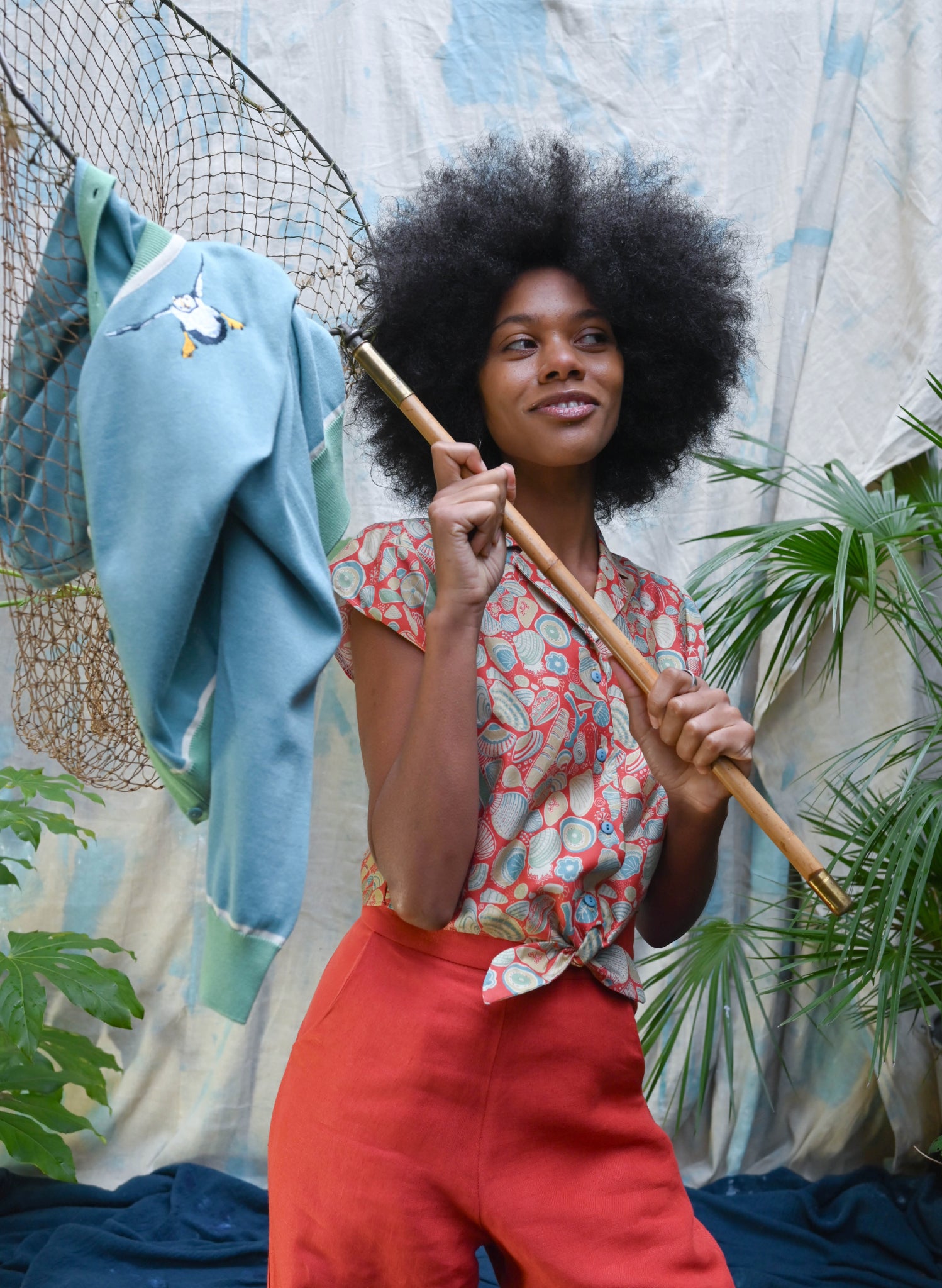 Archive Sale - Size M - Vera Cardigan - Teal Puffins