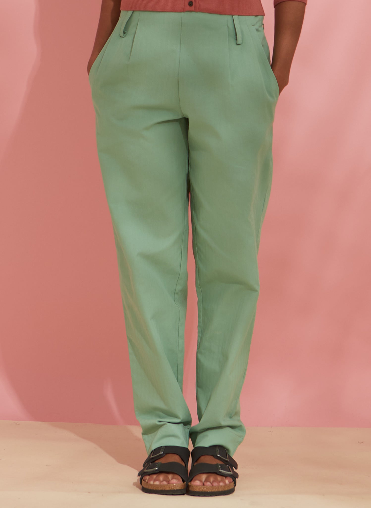 Wilma - Peapod Green Cotton Trousers