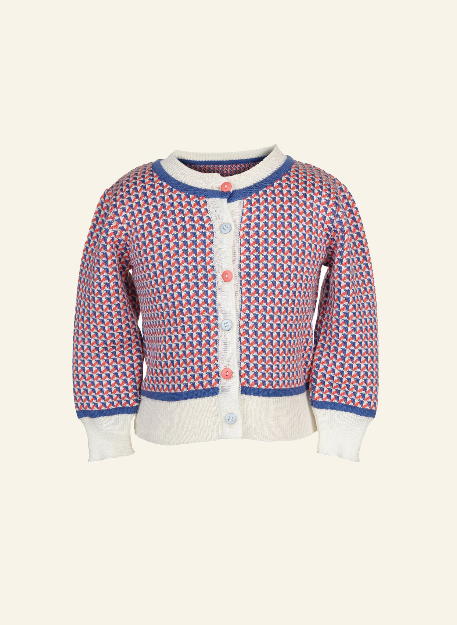 Children's Cardigan - Blue/Coral Fly Away