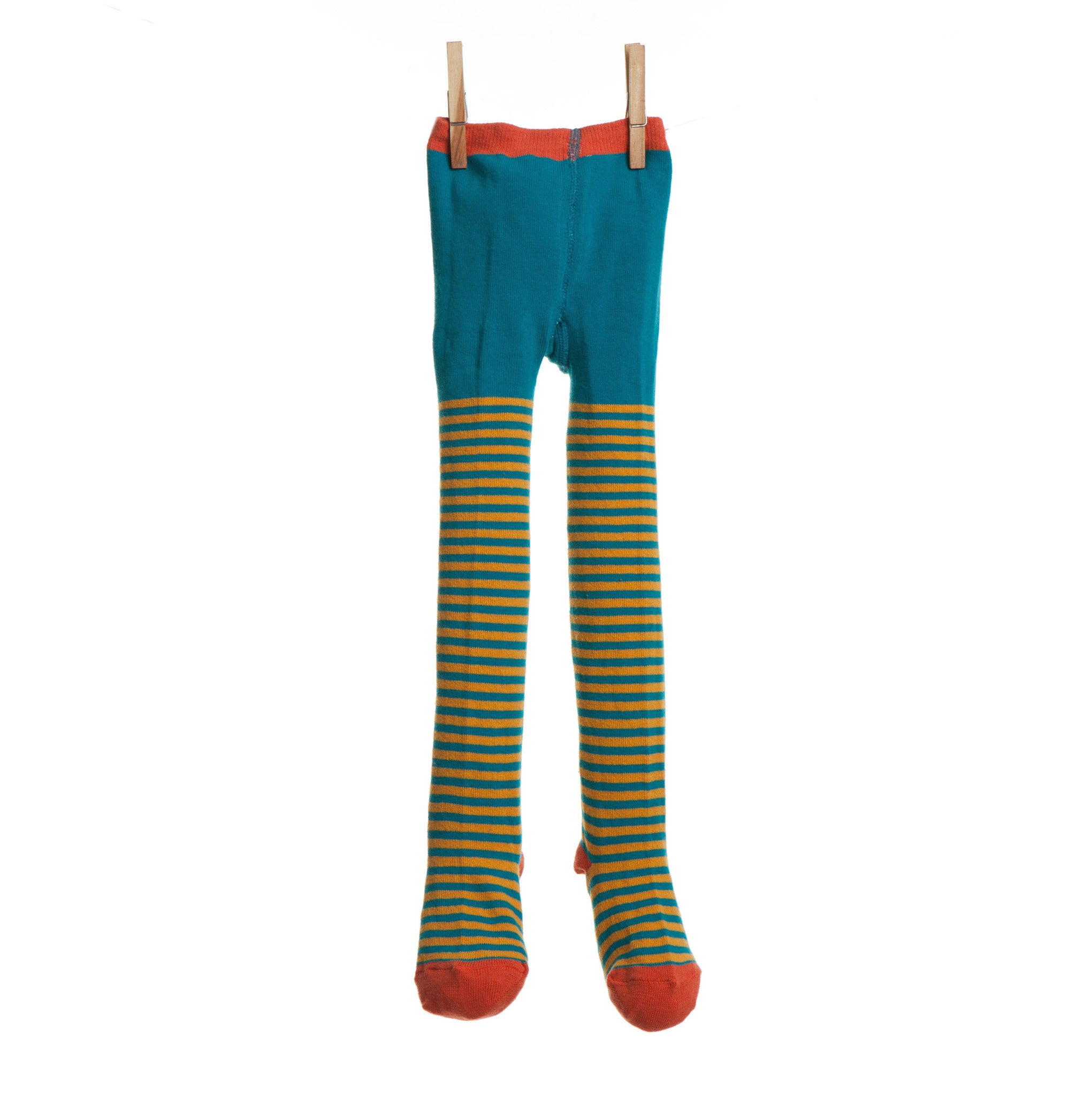 Children's Tights - Teal/Mustard Stripe - Palava