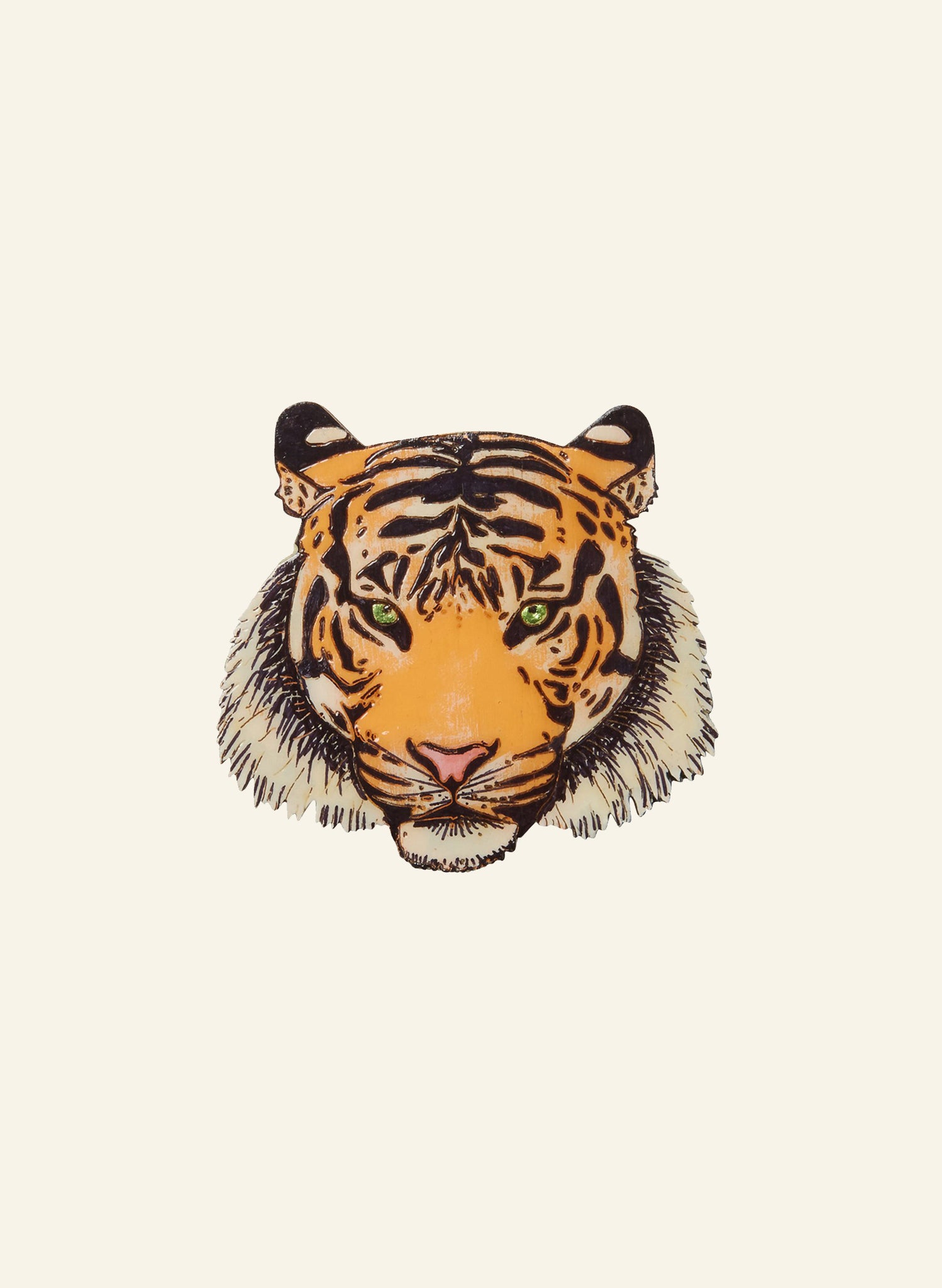Tiger Brooch - Hand Painted Wood