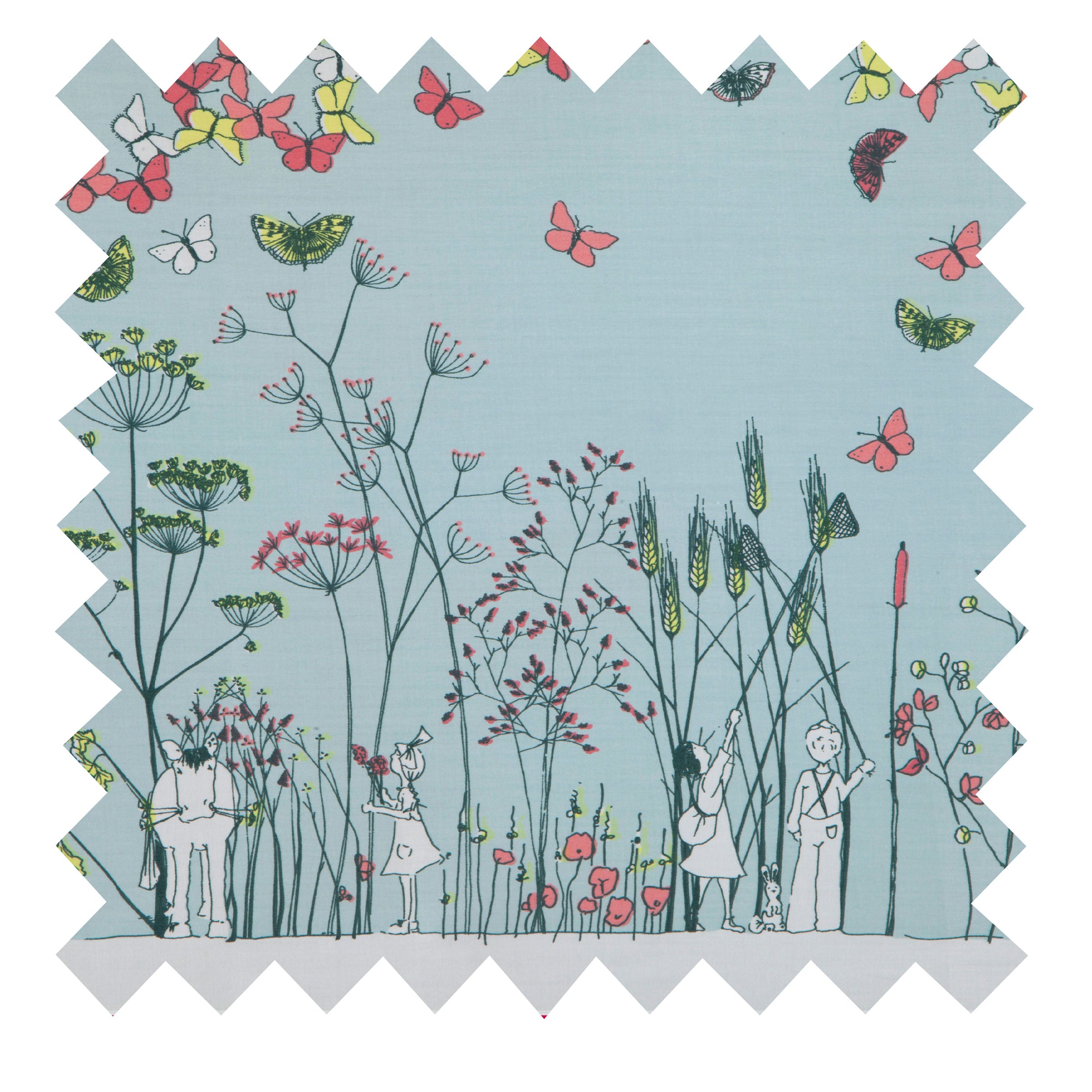 Remnant - 122cm x 284cm - Light Blue Butterflies - Cotton