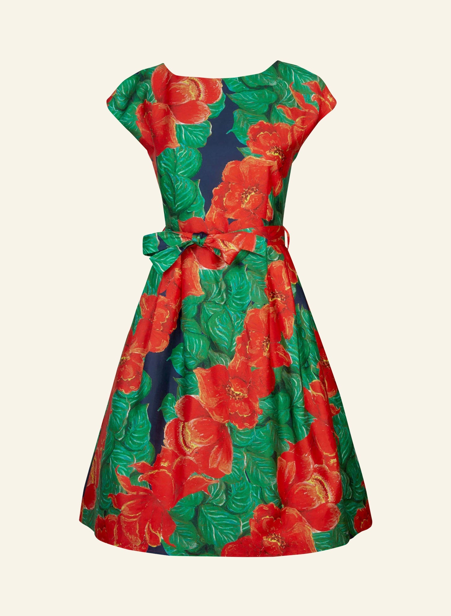 Archive Sale - Beatrice Cap Sleeves - Red Camellia