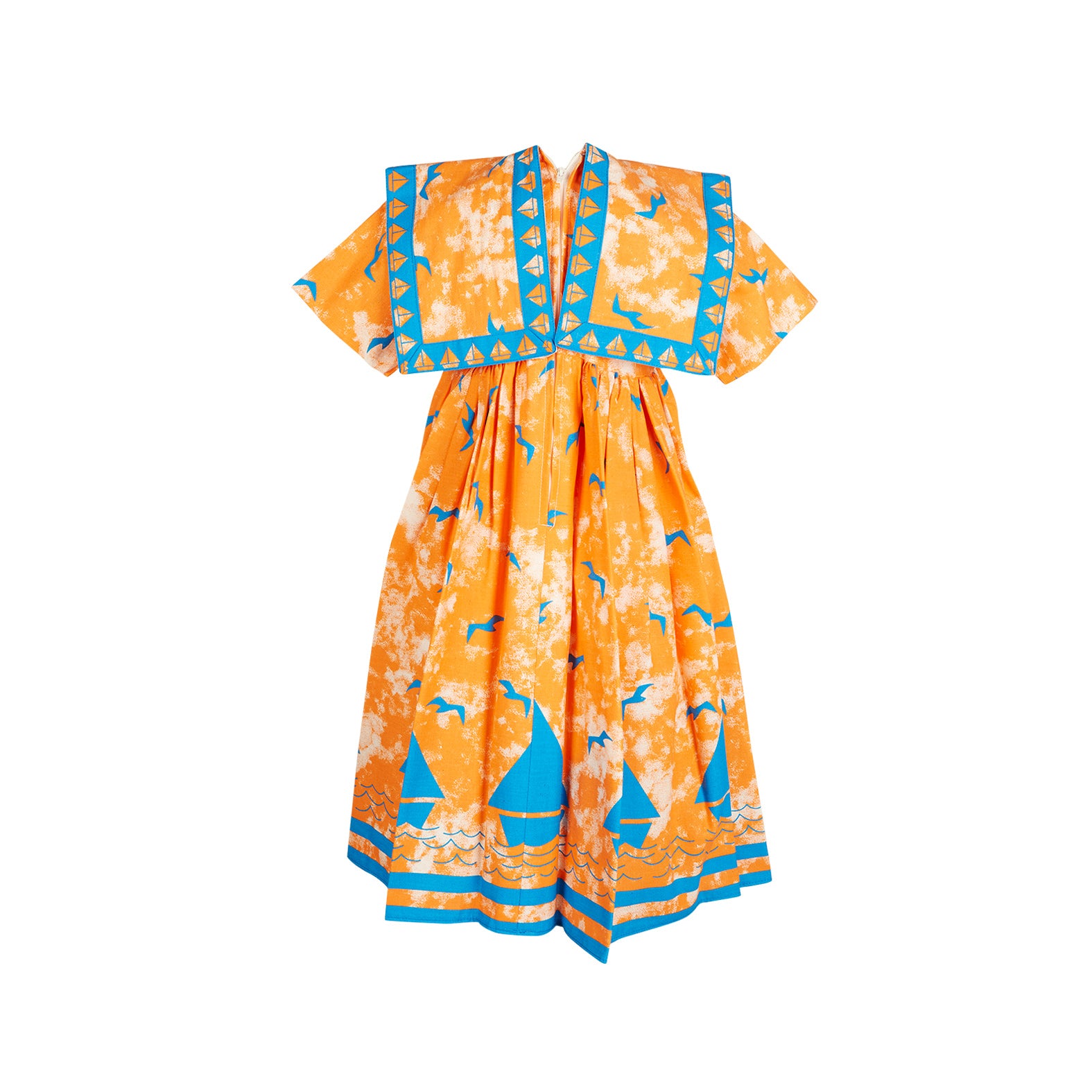 Archive Sale - Poppy - Bryony Dress - Orange Sailing Boats