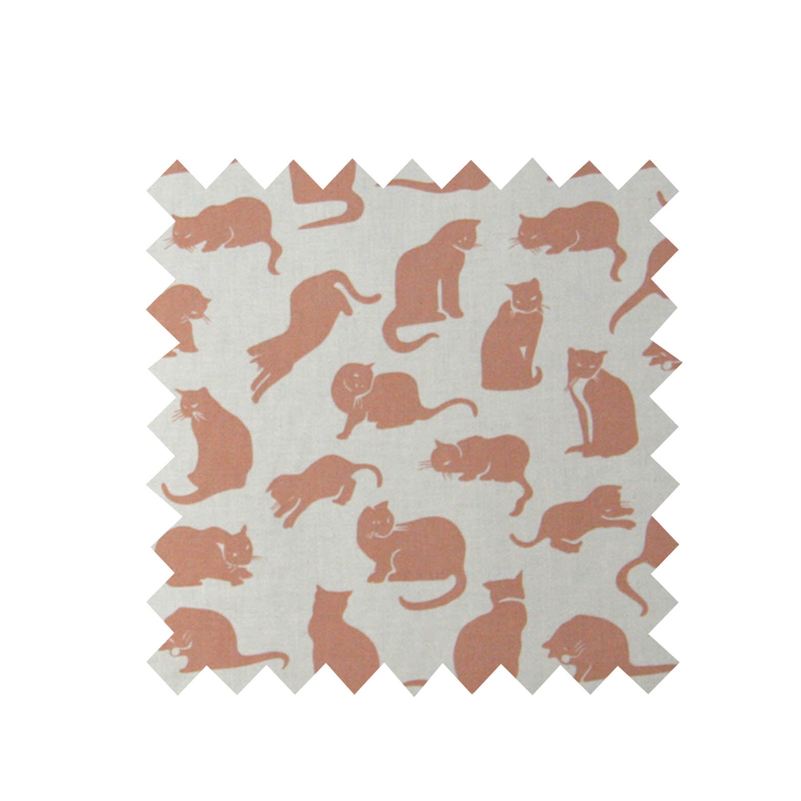 Ecru Small Cat Print Fabric - Cotton