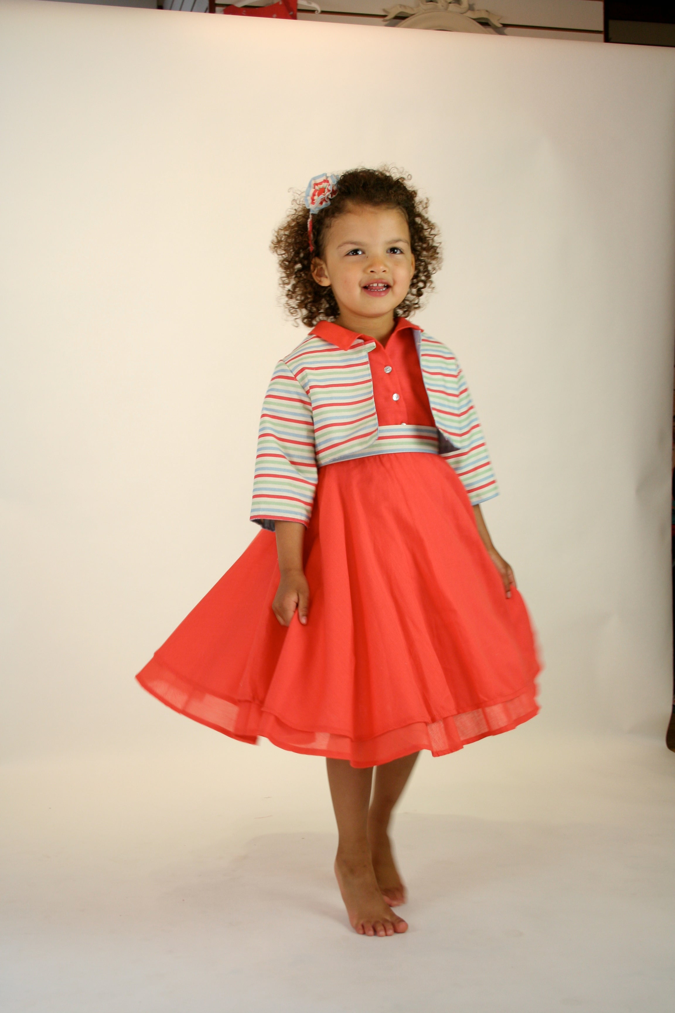 Archive Sale - Poppy - Children's Bolero Jacket - Primary Stripe Reversible