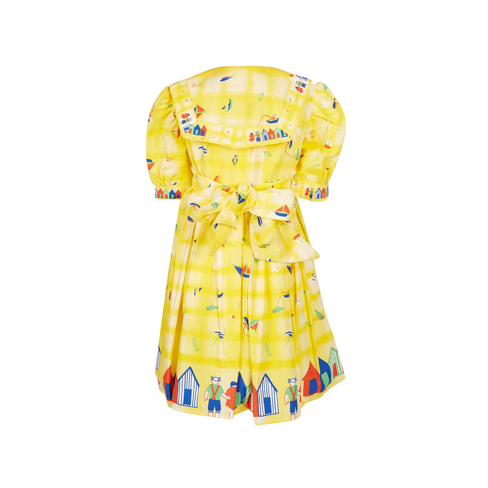 Archive Sale - Poppy - Age 8-9- Rachel Dress - Yellow Seaside Beach Huts