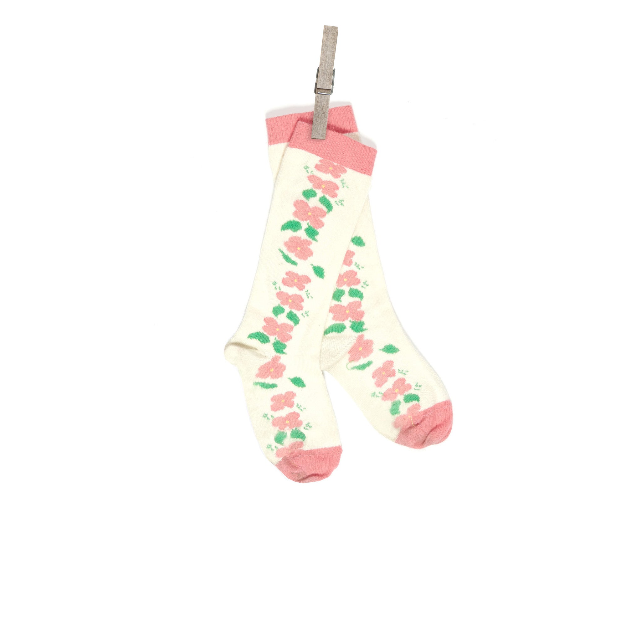 Cream Floral Print Children's Knee-High Socks | Palava UK