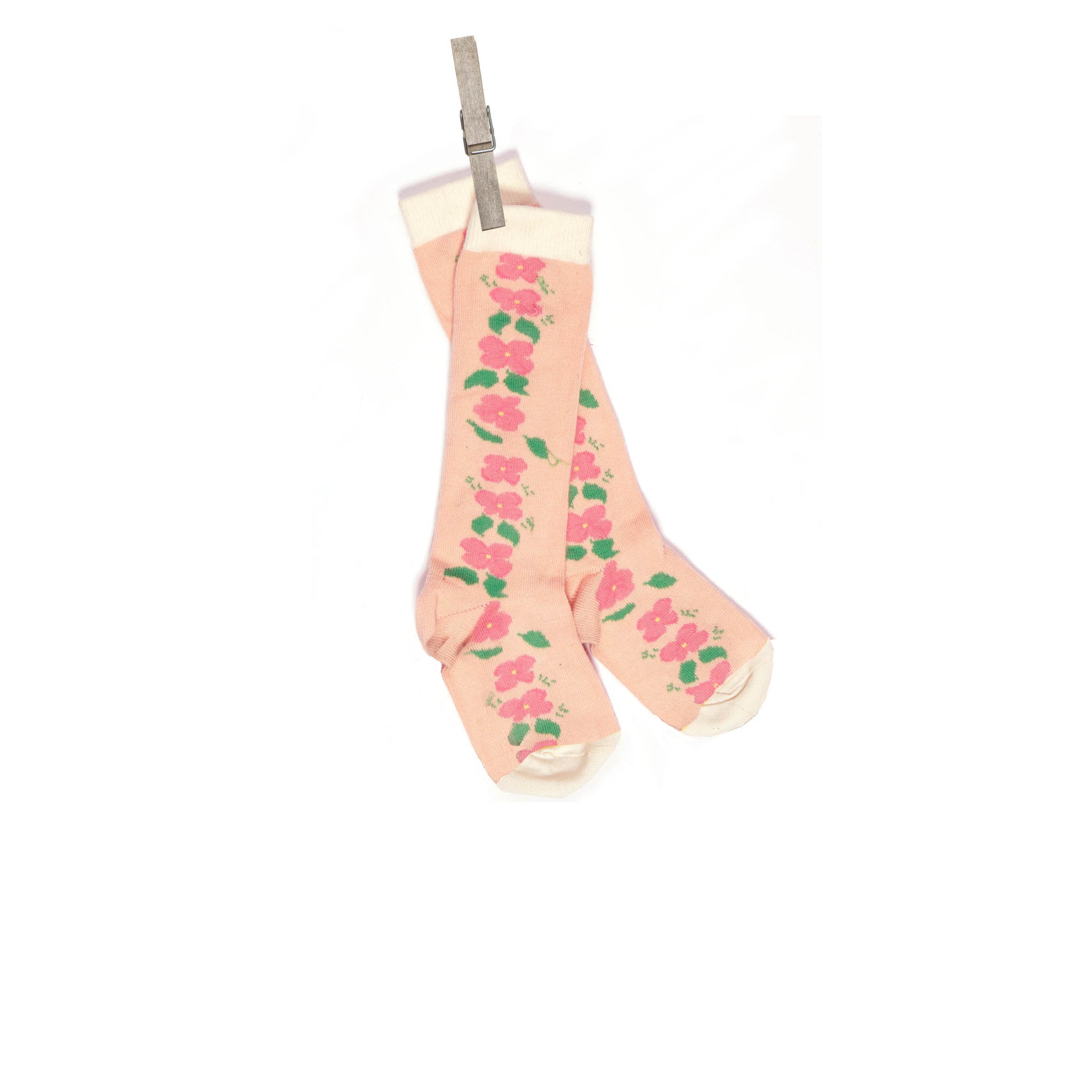 Peach Floral Print Children's Knee-High Socks | Palava UK