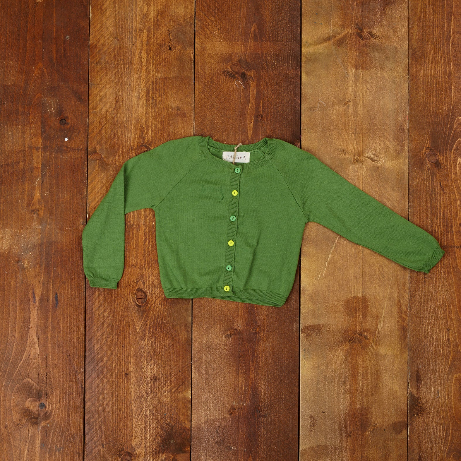 Children's Classic Knit Cardigan - Green | 100% Cotton