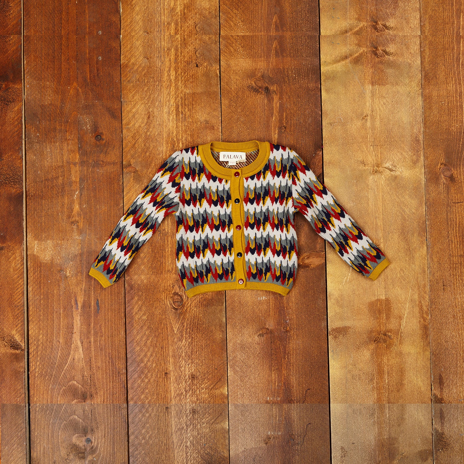 Mustard Abstract Stripes Children's Cardigan | 100% Organic Cotton | Palava