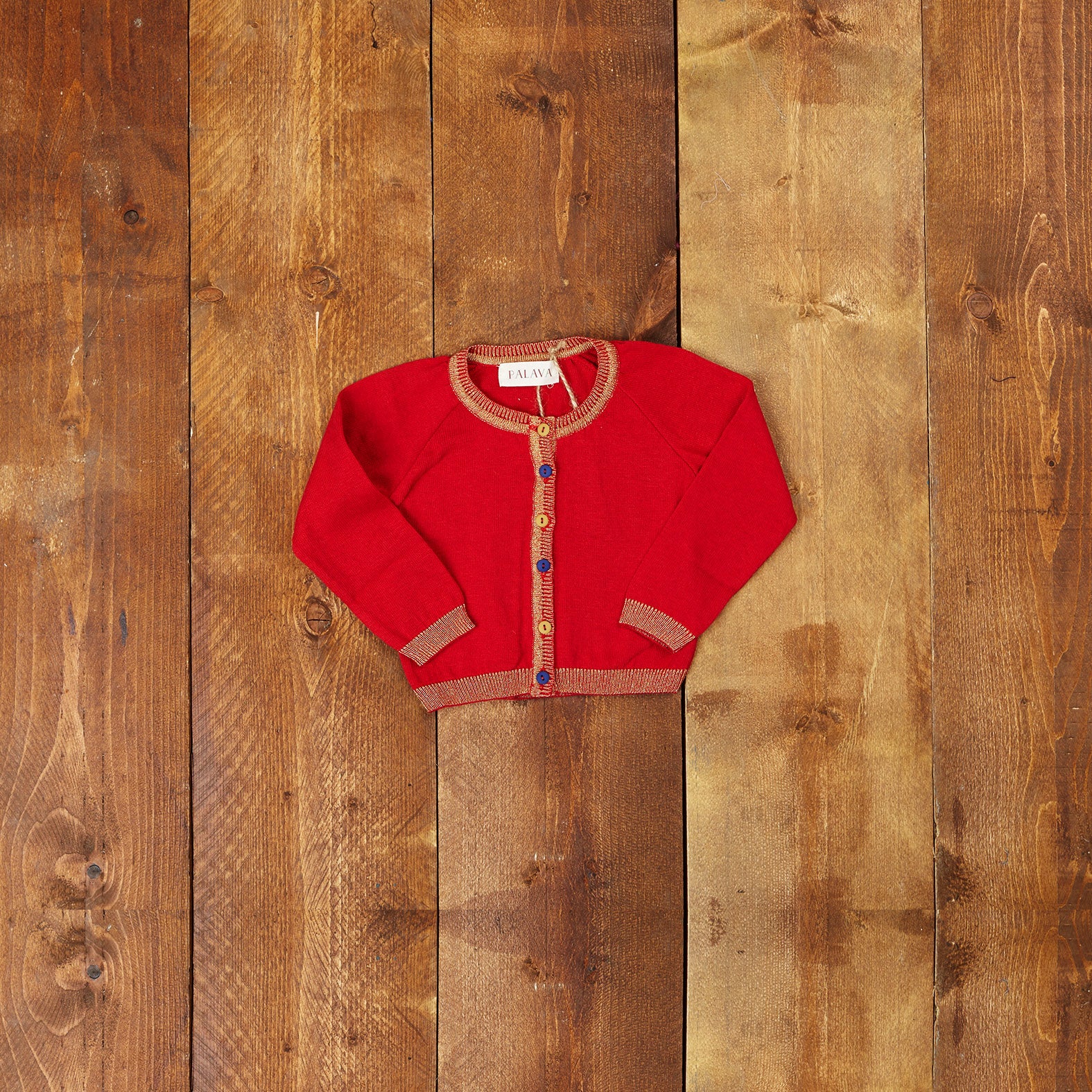 Children's Classic Cardigan - Sparkly Red - Palava